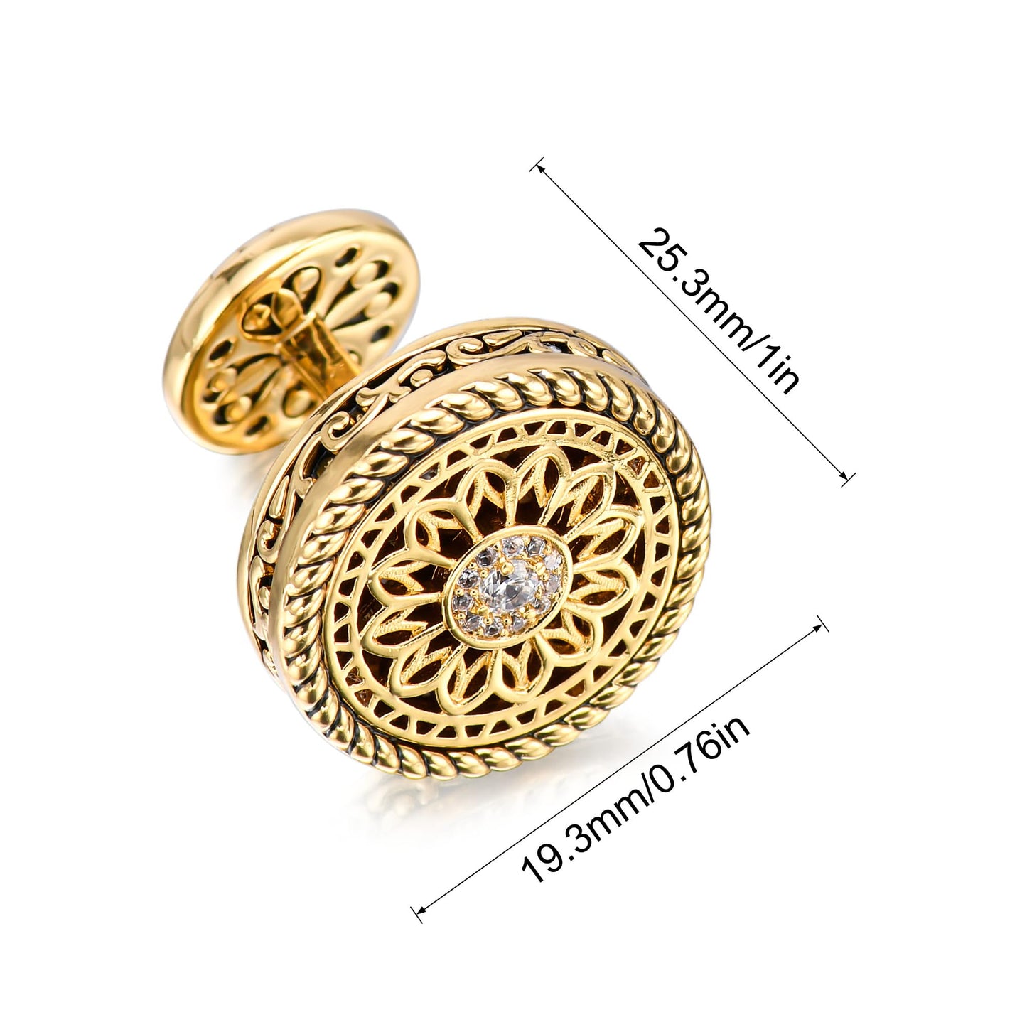 Cuff Links Mens, Cufflinks for Men, Men's Cuff Links for Wedding, Business, Father's Day, Gift for Men, 18K Gold Plated with Luxury Wooden Gift Box