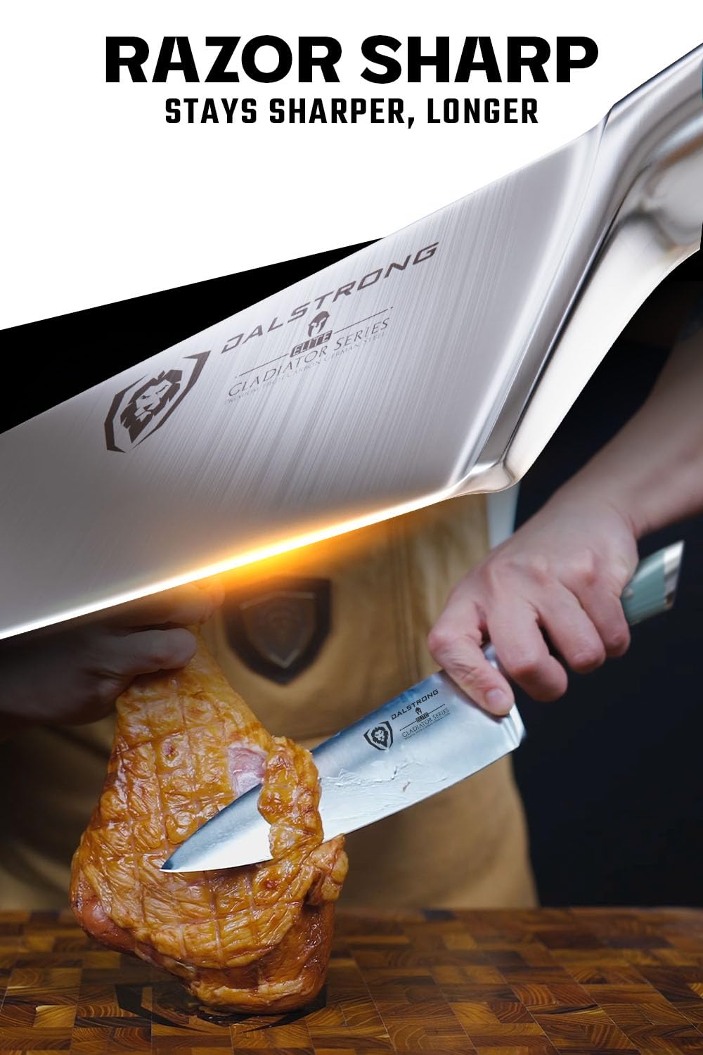 DALSTRONG Chef Knife - 8 inch Blade - Gladiator Series ELITE - Forged HC German Steel Chef's Knife - Razor Sharp Kitchen Knife - Professional Full Tang Knife - Black G10 Handle - Sheath -NSF Certified