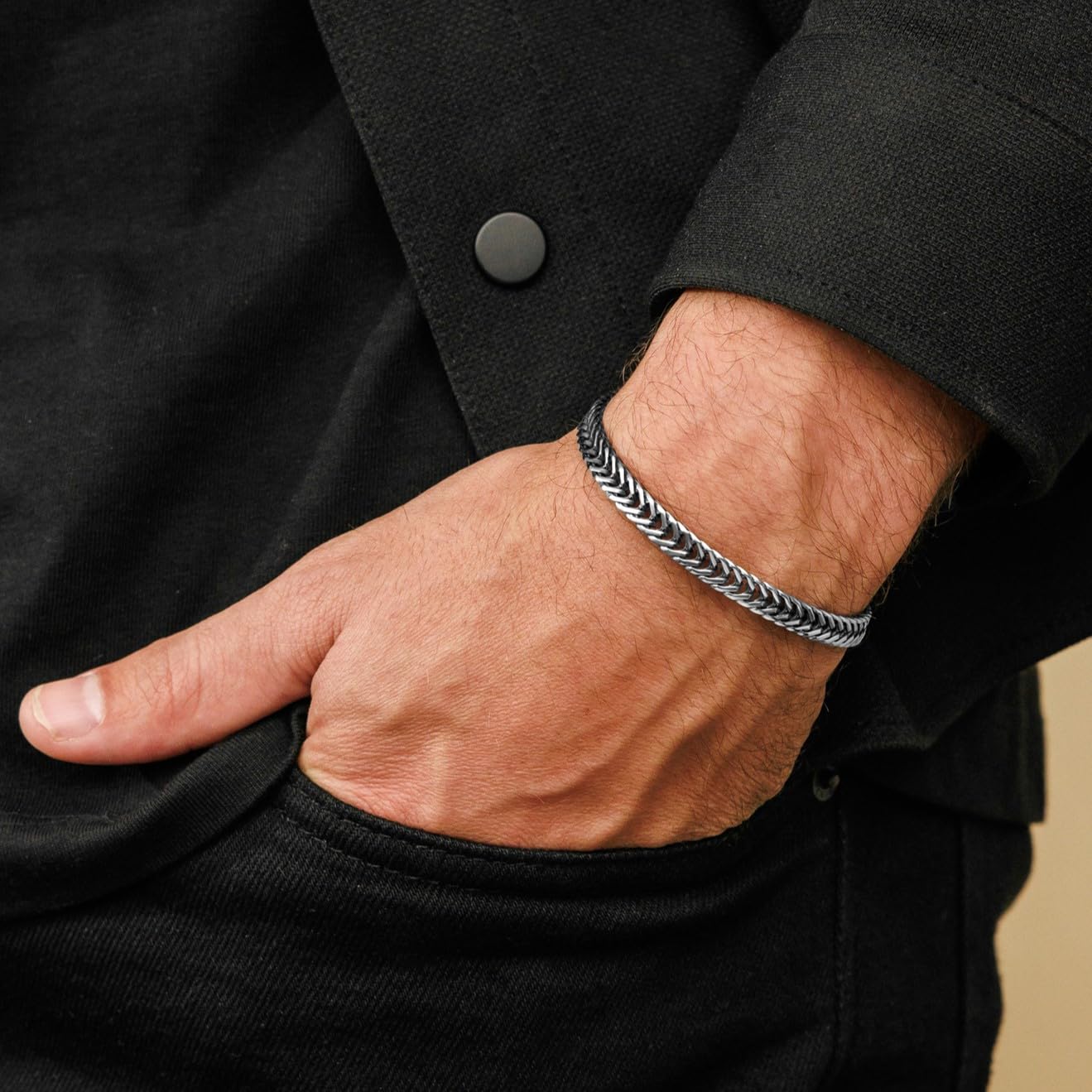 Galis Chain Bracelets For Men 7.5" - Premium Stainless Steel Mens Bracelet, Silver Plated Non Tarnish Bracelet - Snake Chain Everyday Men's Bracelets, Gifts For Him, For The Dad Dedication Card