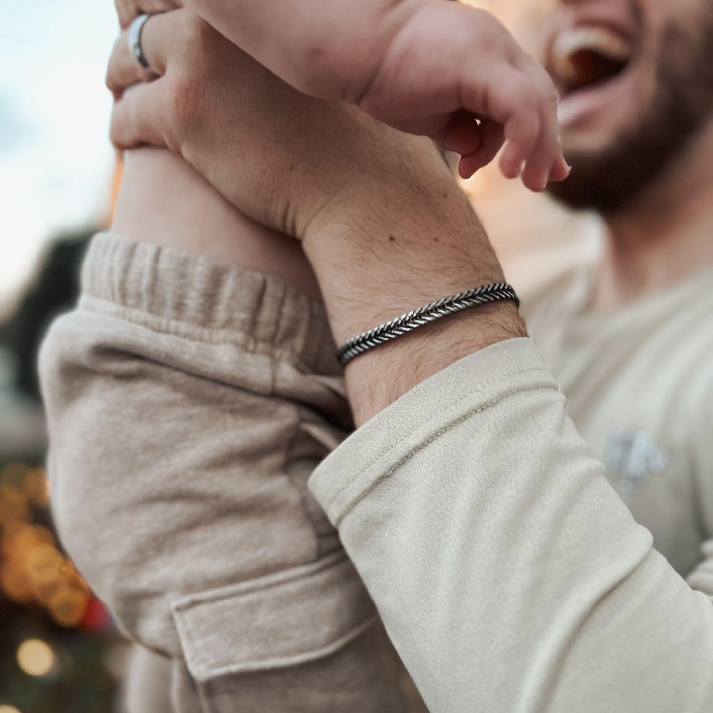 Galis Chain Bracelets For Men 7.5" - Premium Stainless Steel Mens Bracelet, Silver Plated Non Tarnish Bracelet - Snake Chain Everyday Men's Bracelets, Gifts For Him, For The Dad Dedication Card