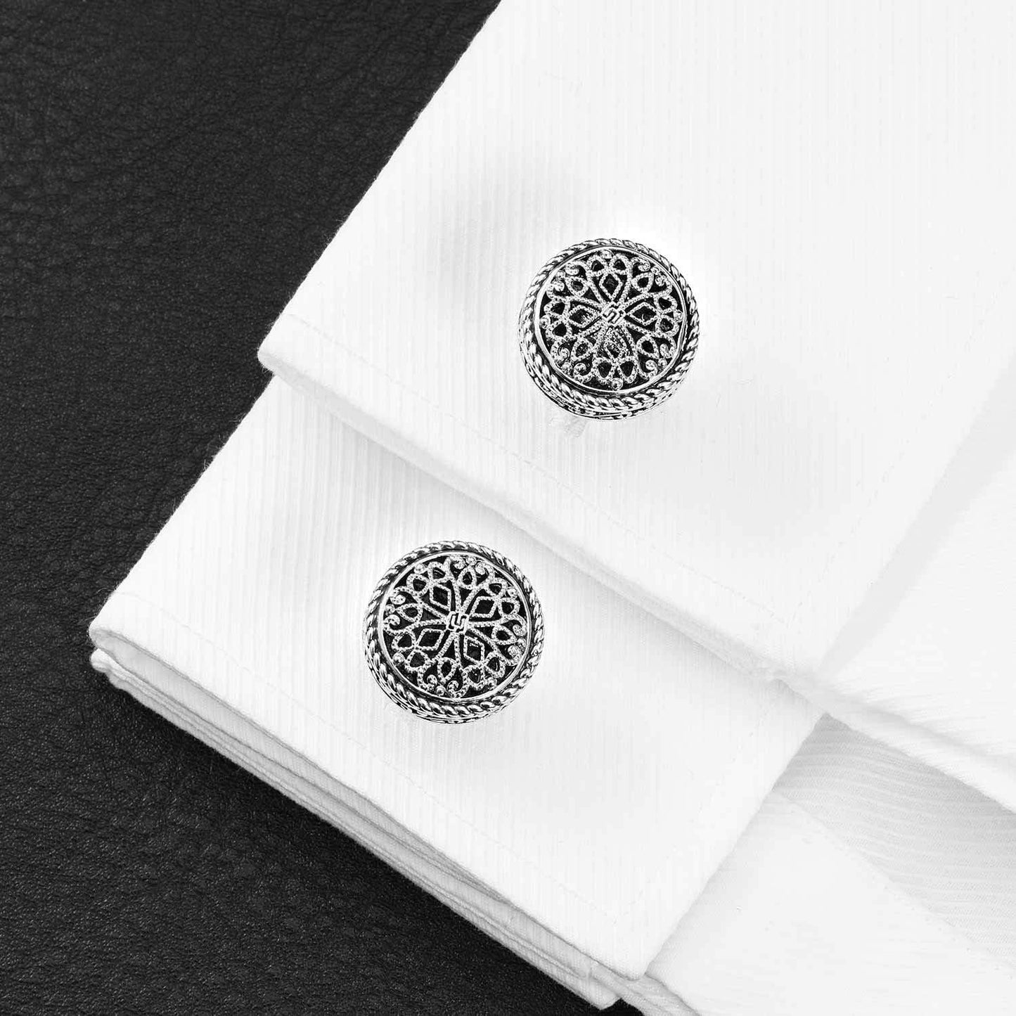 Cuff Links Mens, Cufflinks for Men, Men's Cuff Links for Wedding, Business, Father's Day, Gift for Men, 18K Gold Plated with Luxury Wooden Gift Box