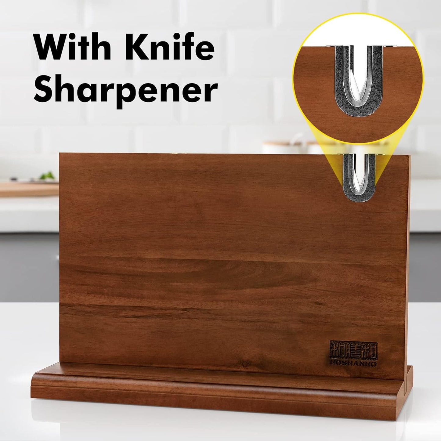 Damascus Fillet Knife 7 Inch & Magnetic Knife Block 14 x 10 Inches