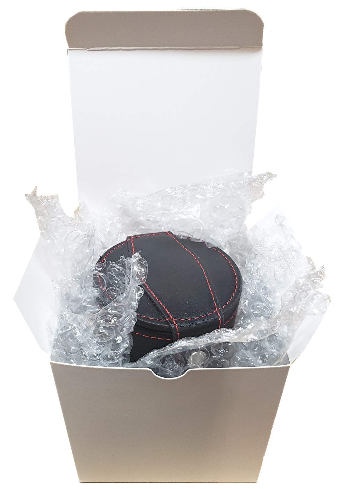 Cyber-Deals Set of 16mm Marbleized Dice and Black PU Leather, Velvet Lined Dice Cup with Storage Compartment (Gift Boxed) (Pearl Dice, Black Lining Cup)