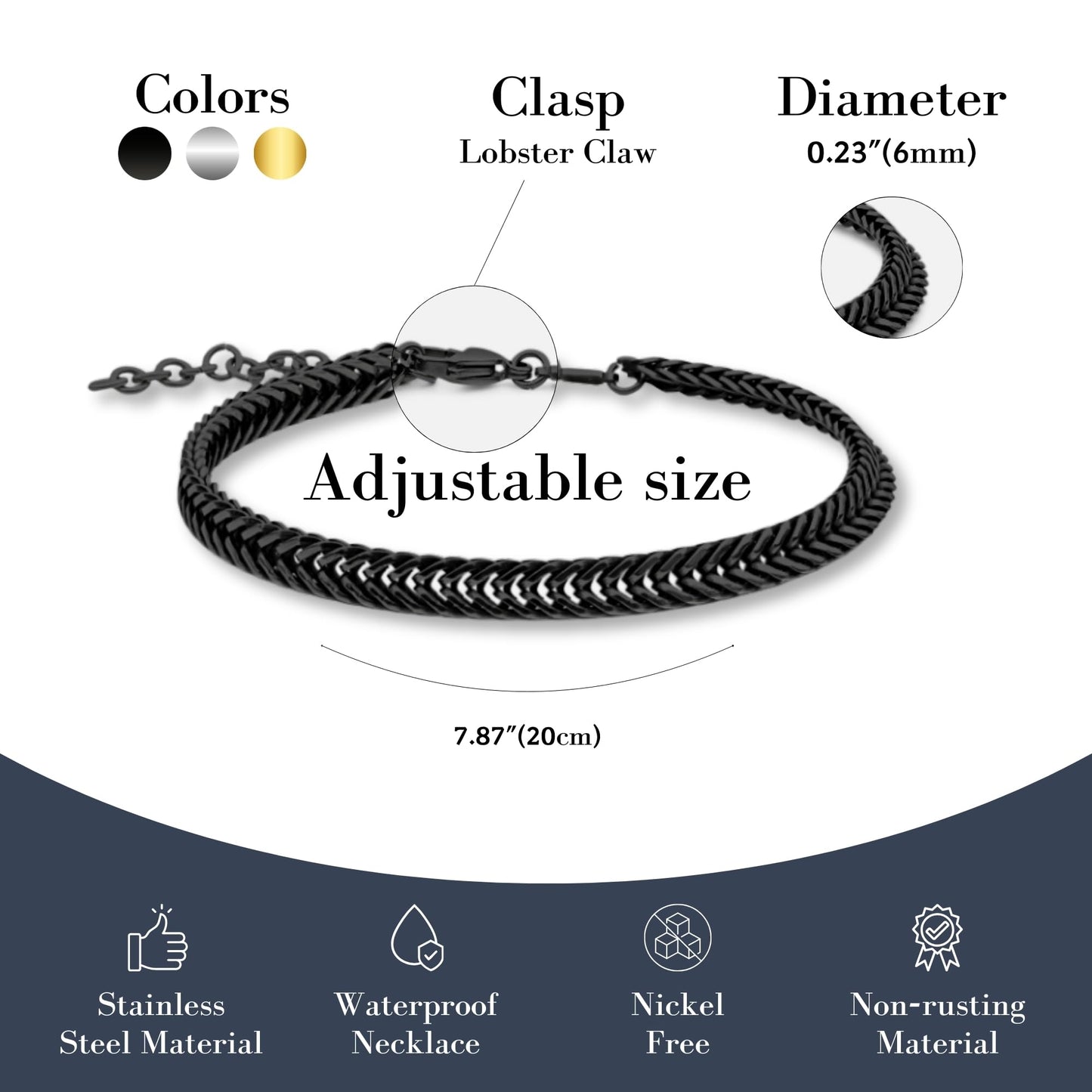 Galis Chain Bracelets For Men 7.5" - Premium Stainless Steel Mens Bracelet, Silver Plated Non Tarnish Bracelet - Snake Chain Everyday Men's Bracelets, Gifts For Him, For The Dad Dedication Card