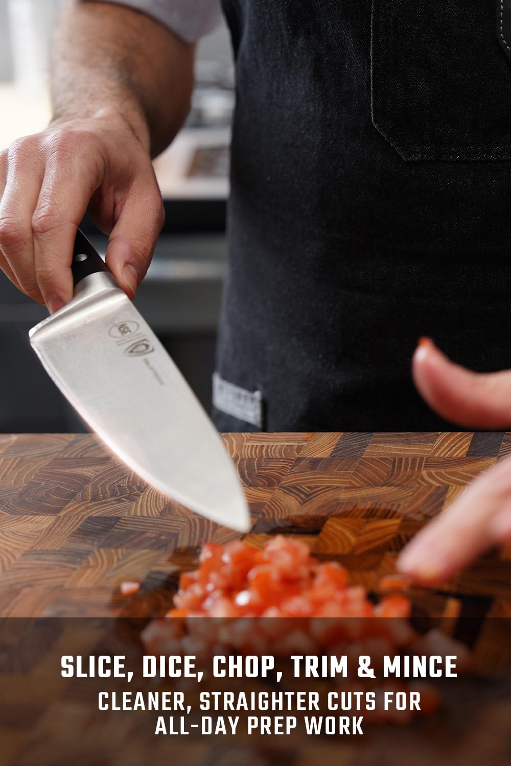 DALSTRONG Chef Knife - 8 inch Blade - Gladiator Series ELITE - Forged HC German Steel Chef's Knife - Razor Sharp Kitchen Knife - Professional Full Tang Knife - Black G10 Handle - Sheath -NSF Certified