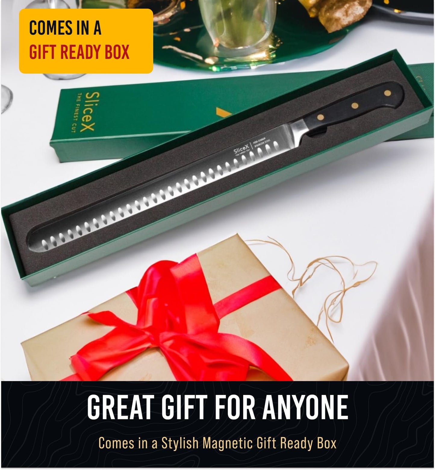 Classic Brisket Slicing Knife Set - German Steel Razor Sharp 12" Carving Knife for Meat - Premium Meat Carving Knife Full Tang - Slicing Knife for Meat