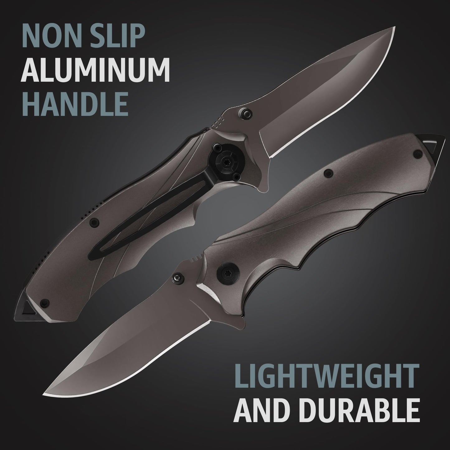Grand Way Tactical Knife for Men - Black Pocket Knife - Best Spring Assisted Knife with Glass Breaker and Pocket Clip - Cool Folding Knives for Military Work Camping - Birthday Gifts for Dad 6495 B