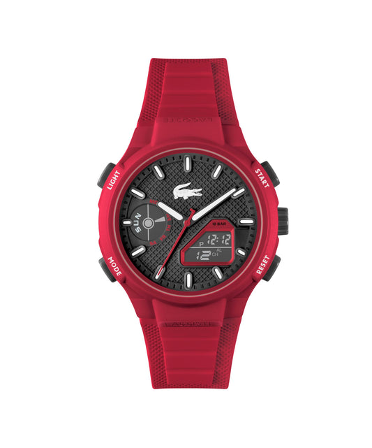 Lacoste LC33 Men's Analog and Digital Movement Watch, Silicone Strap, Water Resistant Up to 10ATM/100 Meters - Contemporary, Sporty - Premium Fashion Timepiece - Gift for Him - 45mm