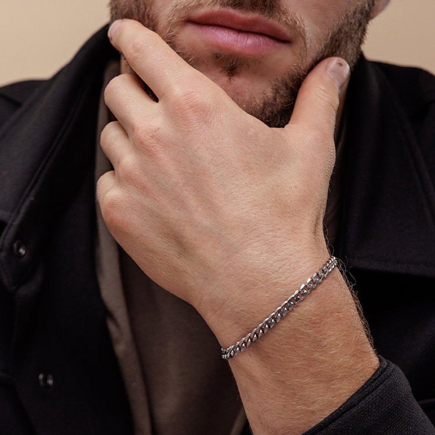 RANKEEF 2 Pcs Chain Bracelet for Men - 925 Sterling Silver Bracelet for Men 7-9inch Figaro Rope Cuban Link Bracelet Set for Men Gifts to Men Dad Husband Boyfriend