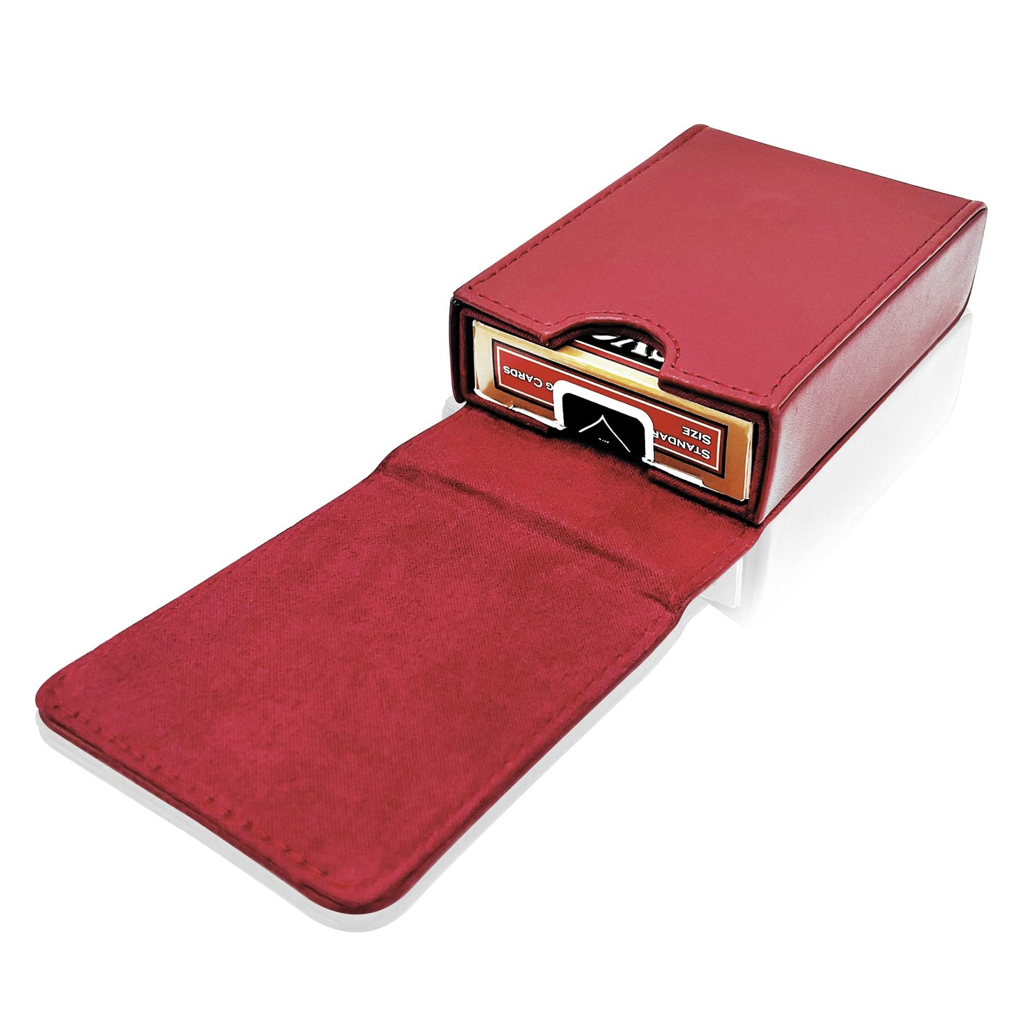 Luck Lab Single Deck Leather Playing Card Case/Holder - Fits Poker and Bridge size cards (Wine Red)