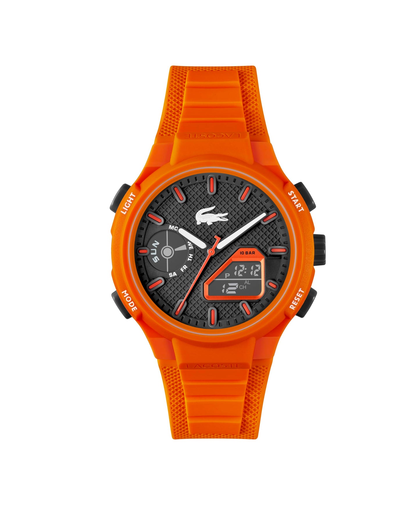 Lacoste LC33 Men's Analog and Digital Movement Watch, Silicone Strap, Water Resistant Up to 10ATM/100 Meters - Contemporary, Sporty - Premium Fashion Timepiece - Gift for Him - 45mm