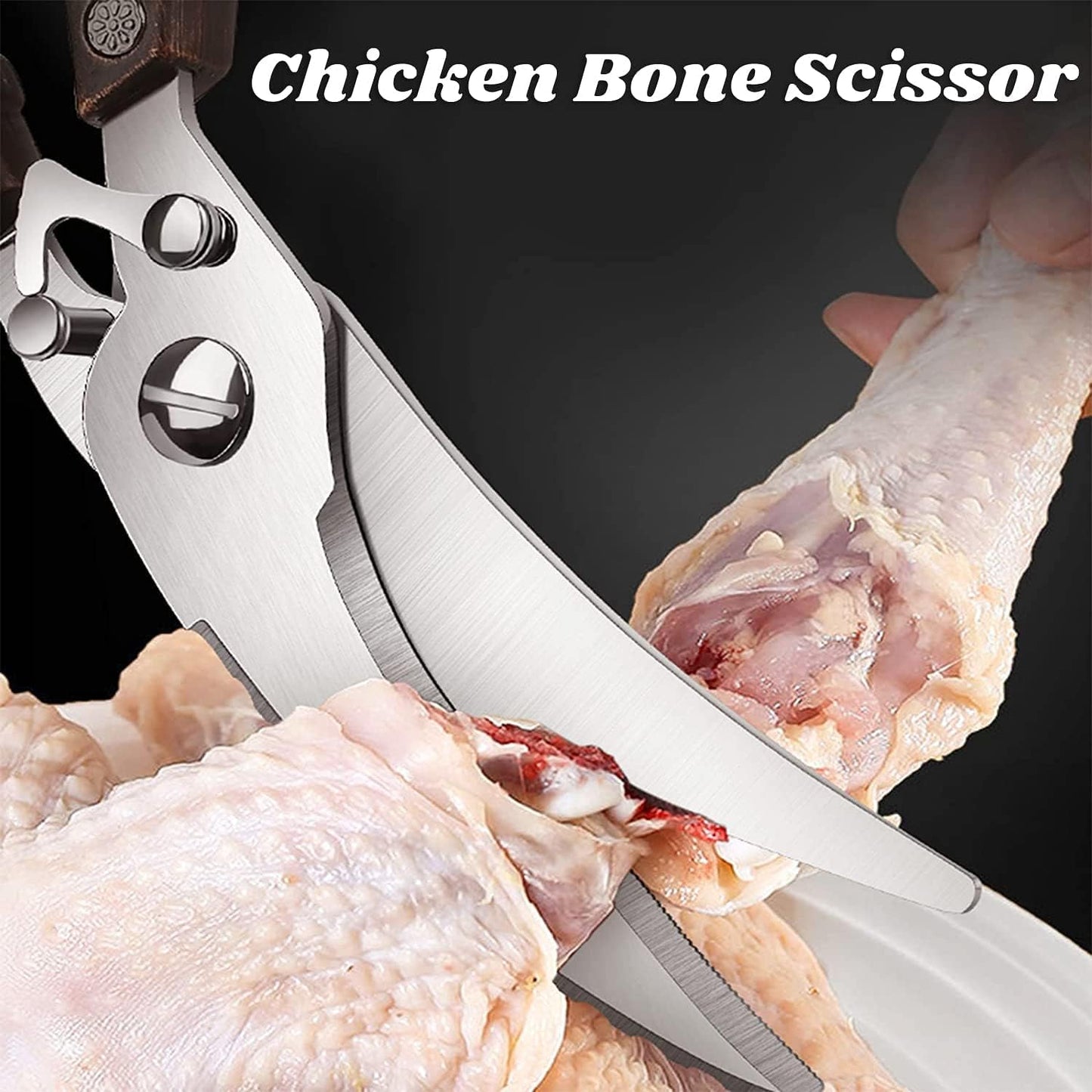 Poultry Shears, Heavy Duty Kitchen Shears with Serrated Edge, No Rust Spring Loaded, Multipurpose Stainless Steel Kitchen Scissors for Chicken, Bone, Meat, Turkey, Fish Thanksgiving Christmas Day