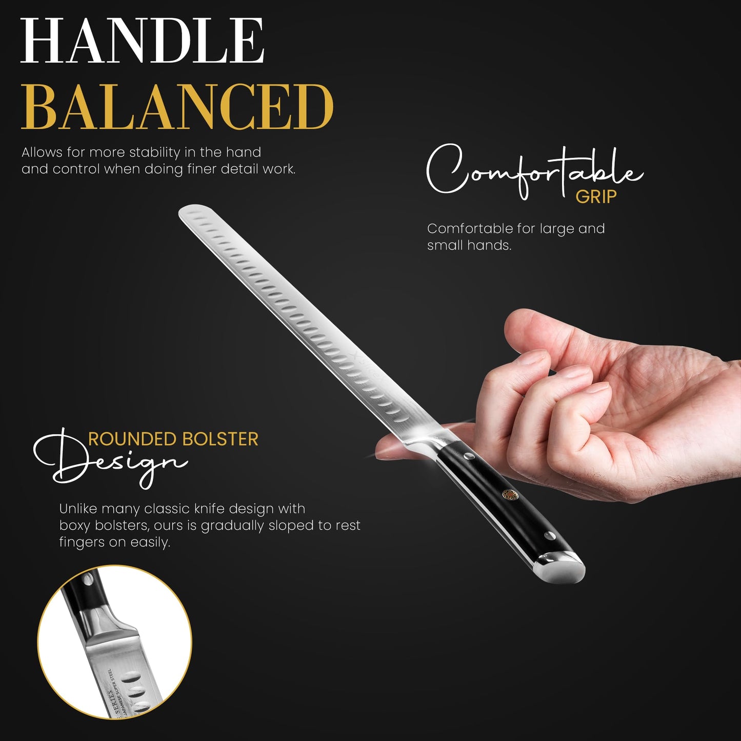 Classic Brisket Slicing Knife Set - German Steel Razor Sharp 12" Carving Knife for Meat - Premium Meat Carving Knife Full Tang - Slicing Knife for Meat