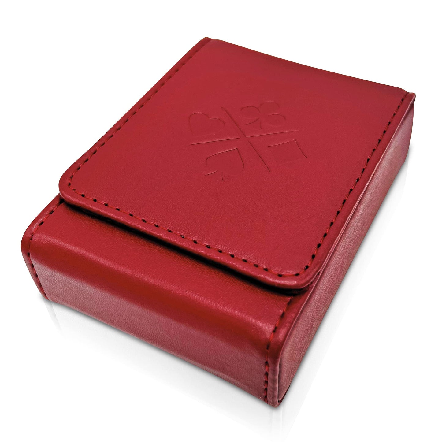 Luck Lab Single Deck Leather Playing Card Case/Holder - Fits Poker and Bridge size cards (Wine Red)