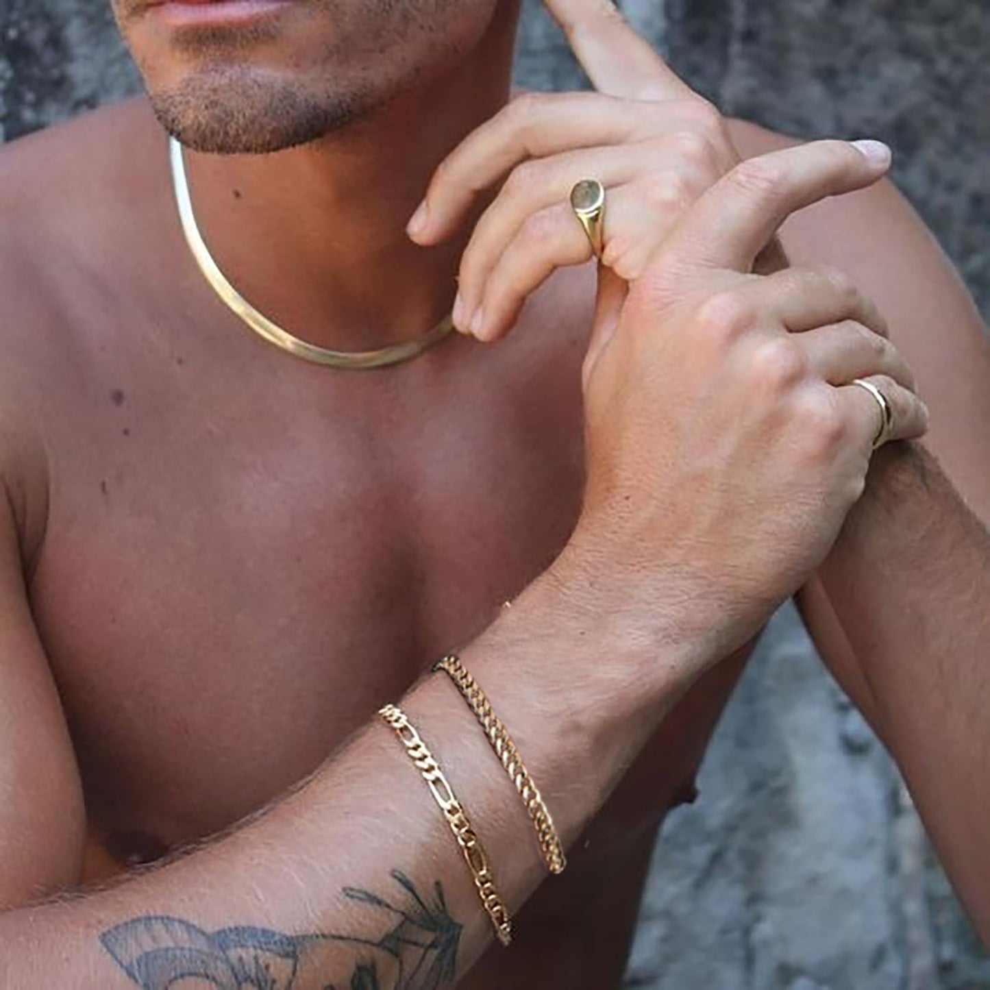RANKEEF 2 Pcs Chain Bracelet for Men - 925 Sterling Silver Bracelet for Men 7-9inch Figaro Rope Cuban Link Bracelet Set for Men Gifts to Men Dad Husband Boyfriend