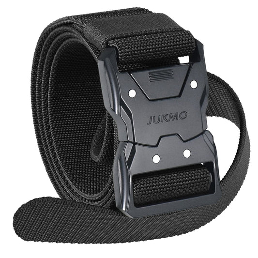 JUKMO Quick Release Tactical Belt, Military Work 1.5" Nylon Web Hiking Belt with Heavy Duty Seatbelt Buckle