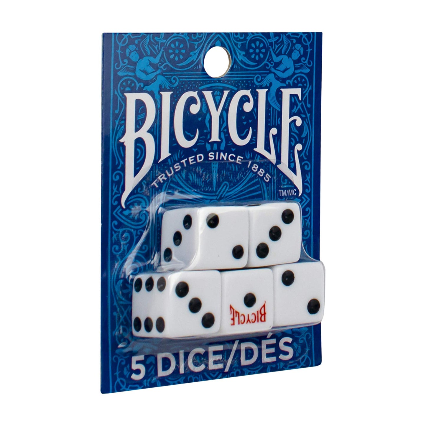 Bicycle Dice Set, Six Sided Dice, D6 Dice, Playing Dice, Standard Game Dice, 10 Count, White, 16 mm