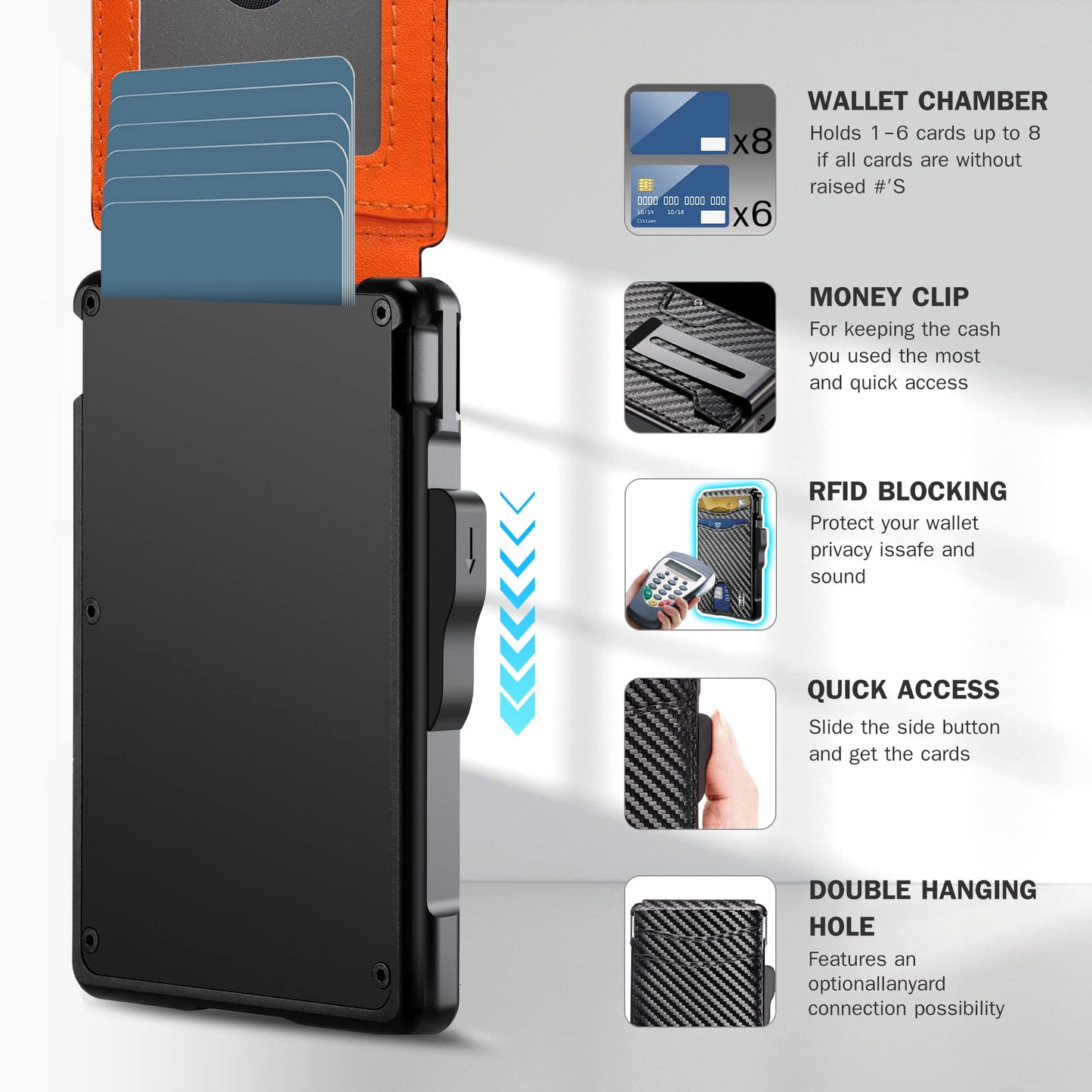 umoven Wallet for Men - with Money Clip Slim Leather Slots Credit Card Holder RFID Blocking Bifold Minimalist Wallet