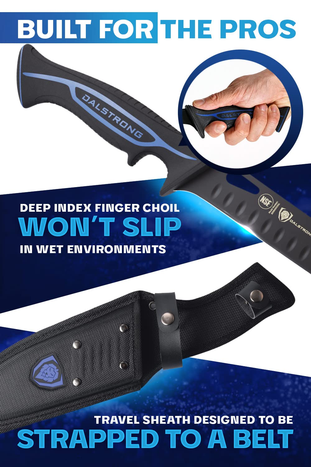 Dalstrong Slicing Knife - 12 inch - Night Shark Series - 7CR17MOV High Carbon Steel - Titanium Coated Blade - Outdoor & Fishing - Polypropylene Handle - Carving Knife - Nylon Sheath - NSF Certified