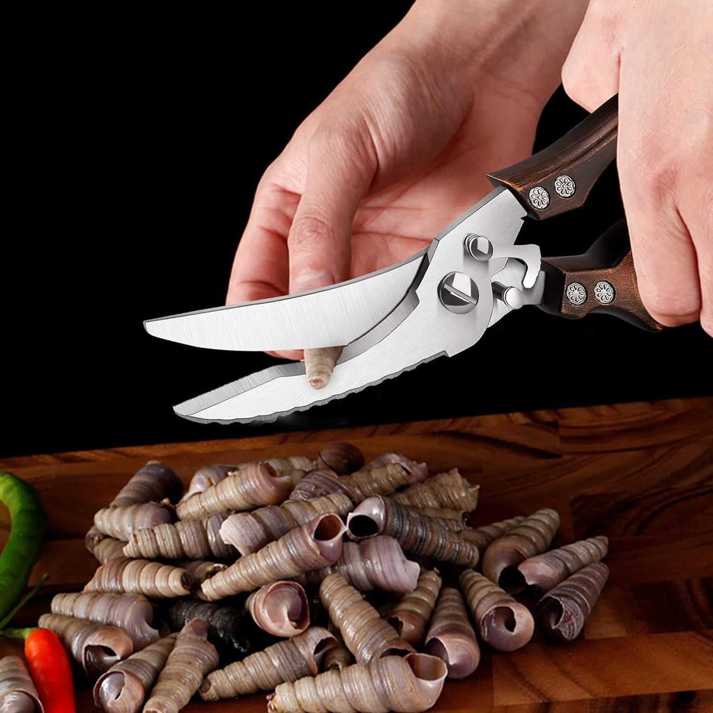 Poultry Shears, Heavy Duty Kitchen Shears with Serrated Edge, No Rust Spring Loaded, Multipurpose Stainless Steel Kitchen Scissors for Chicken, Bone, Meat, Turkey, Fish Thanksgiving Christmas Day