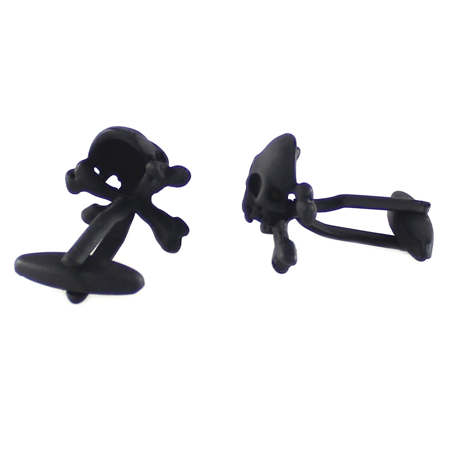 Skull Cufflinks Black Skull And Cross Bones Cuff Links In Box (A)