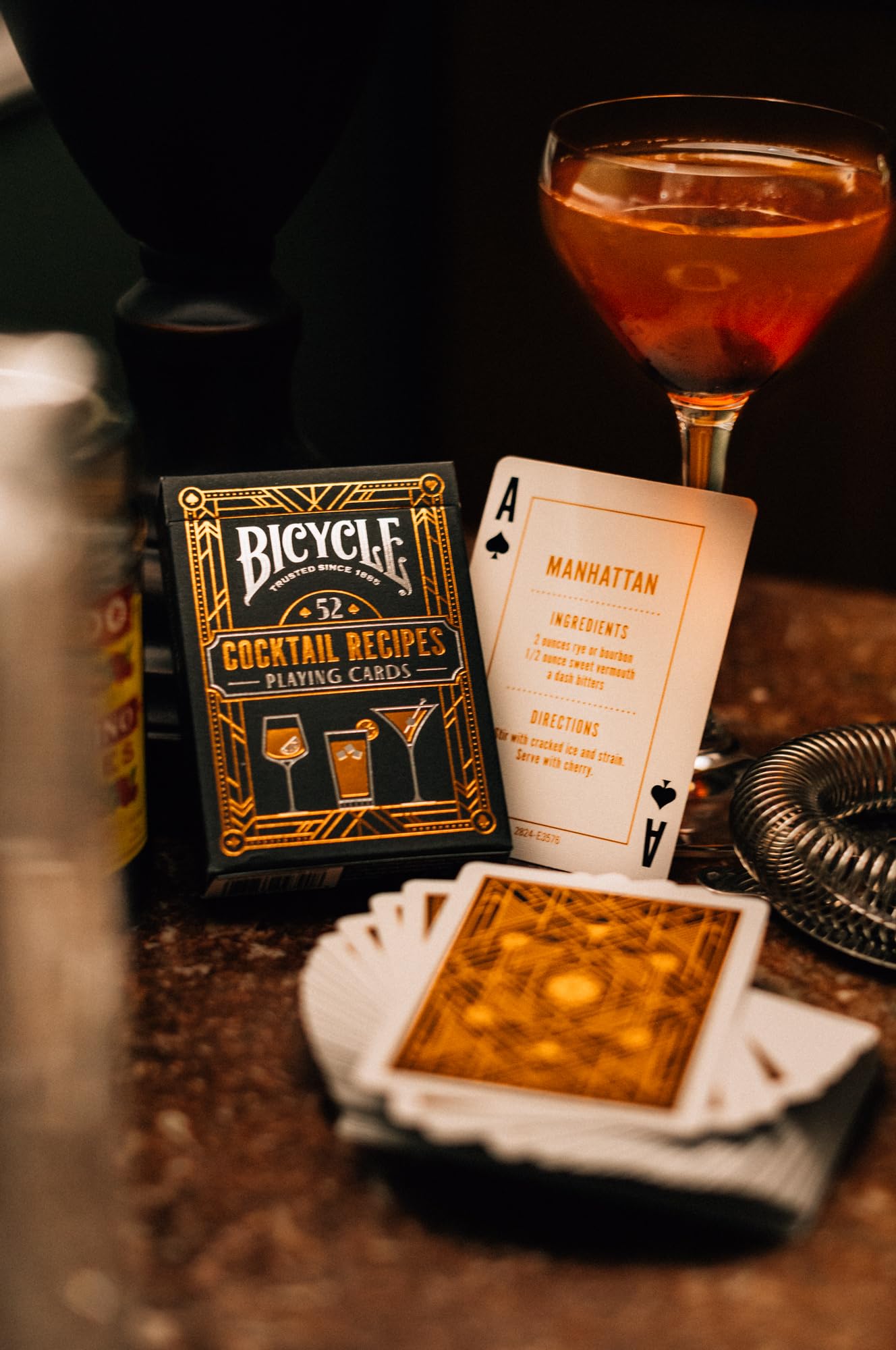 Bicycle Cocktail Playing Cards, Includes 52 Cocktail Recipes Featuring Old Fashioned, Margarita, Moscow Mule, Daiquiri, and Mojito Cocktail Recipes, 1 Deck