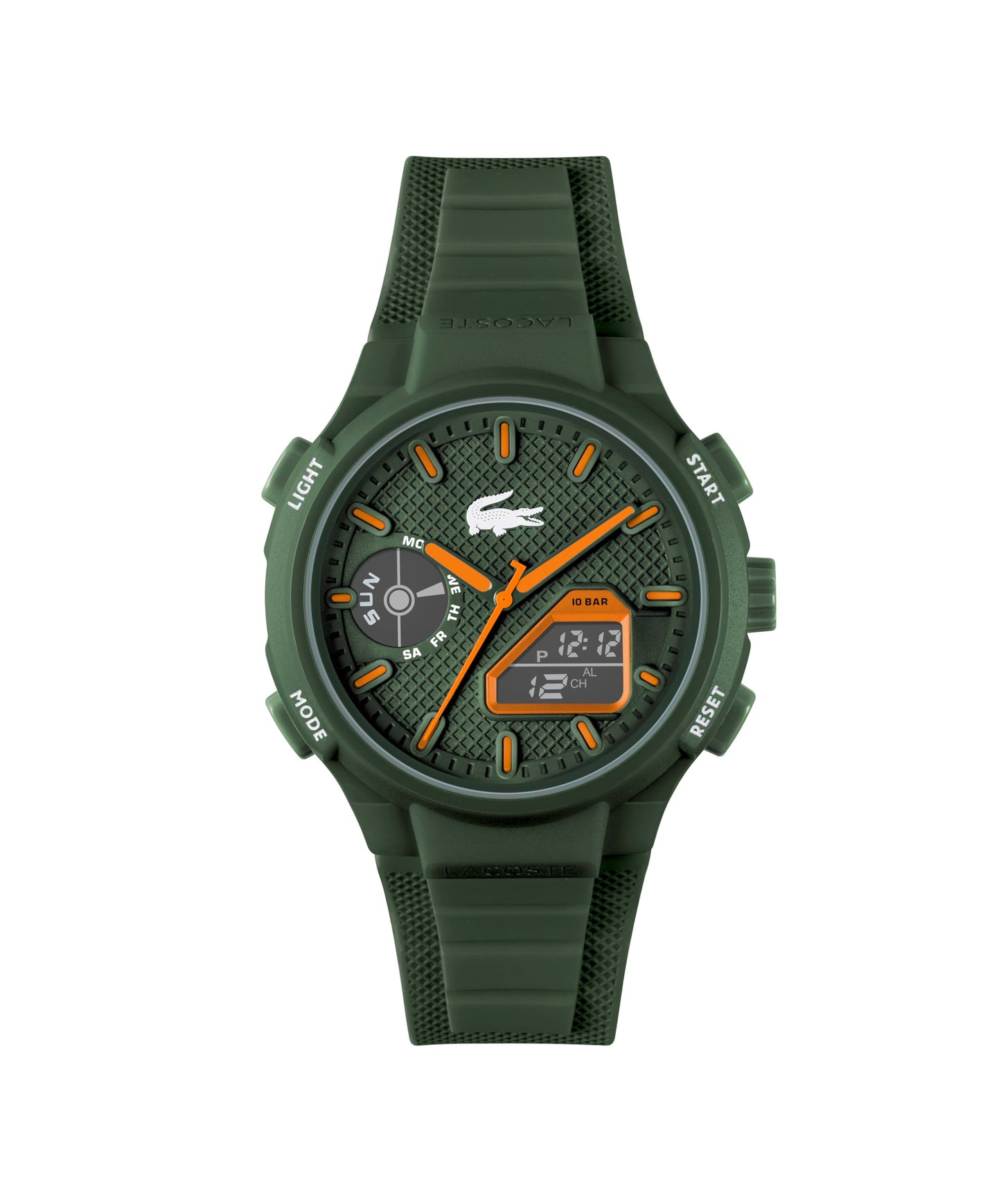 Lacoste LC33 Men's Analog and Digital Movement Watch, Silicone Strap, Water Resistant Up to 10ATM/100 Meters - Contemporary, Sporty - Premium Fashion Timepiece - Gift for Him - 45mm