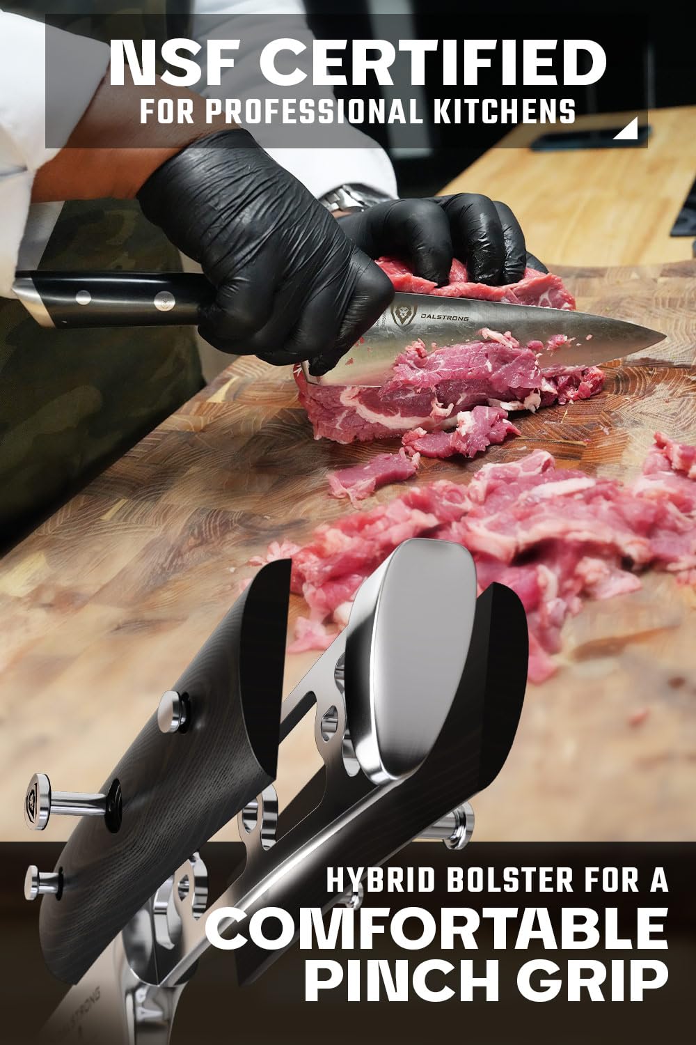 DALSTRONG Chef Knife - 8 inch Blade - Gladiator Series ELITE - Forged HC German Steel Chef's Knife - Razor Sharp Kitchen Knife - Professional Full Tang Knife - Black G10 Handle - Sheath -NSF Certified