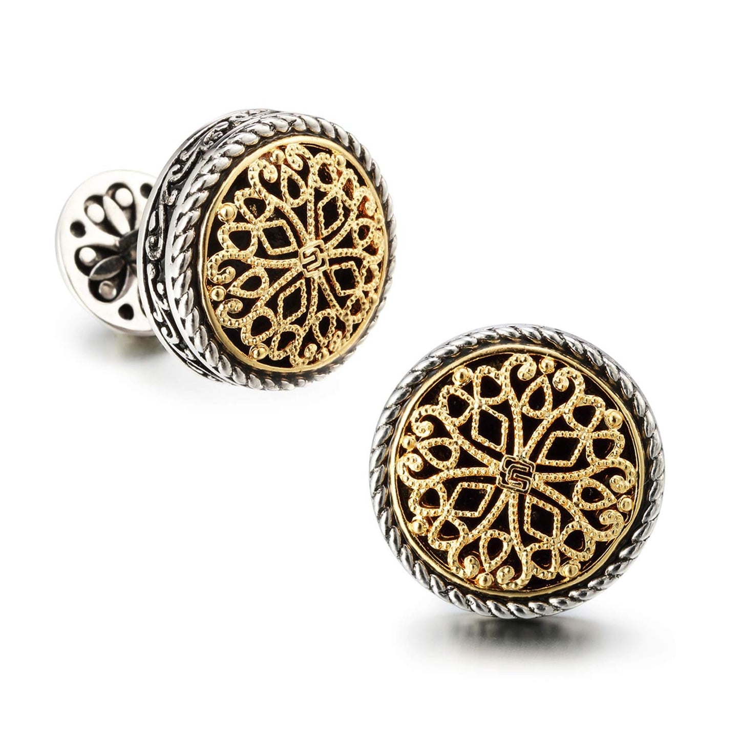 Cuff Links Mens, Cufflinks for Men, Men's Cuff Links for Wedding, Business, Father's Day, Gift for Men, 18K Gold Plated with Luxury Wooden Gift Box