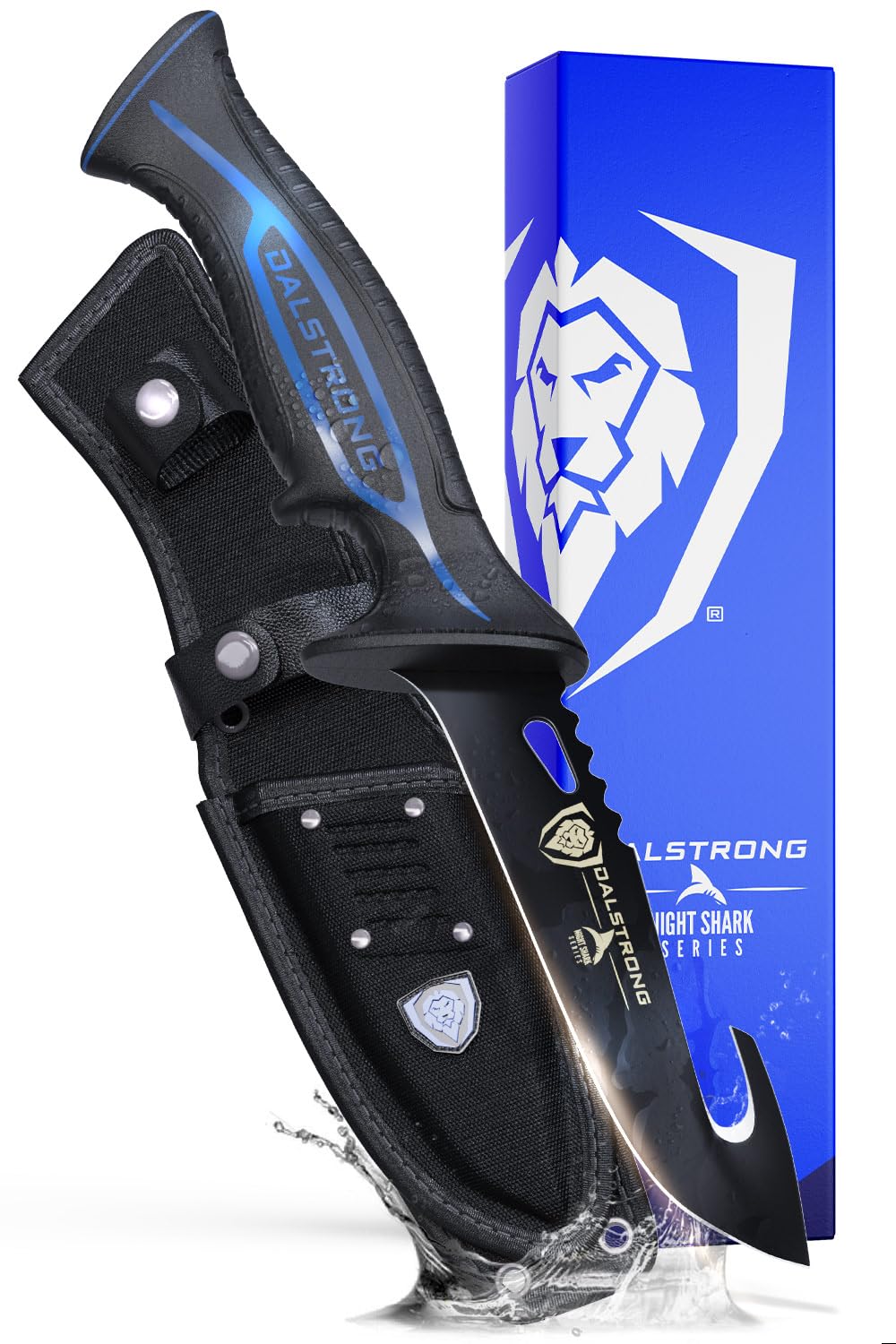 Dalstrong Slicing Knife - 12 inch - Night Shark Series - 7CR17MOV High Carbon Steel - Titanium Coated Blade - Outdoor & Fishing - Polypropylene Handle - Carving Knife - Nylon Sheath - NSF Certified