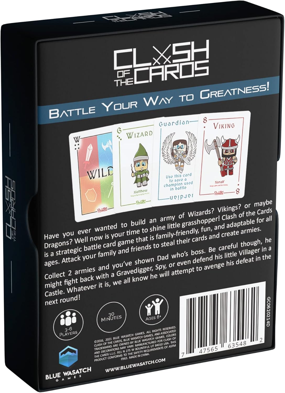 Blue Wasatch Games Clash of The Cards Card Game - Match, Collect, and Battle for Armies, Use Action Cards to Protect and Attack. Fun for Adults, Teens, and Kids.