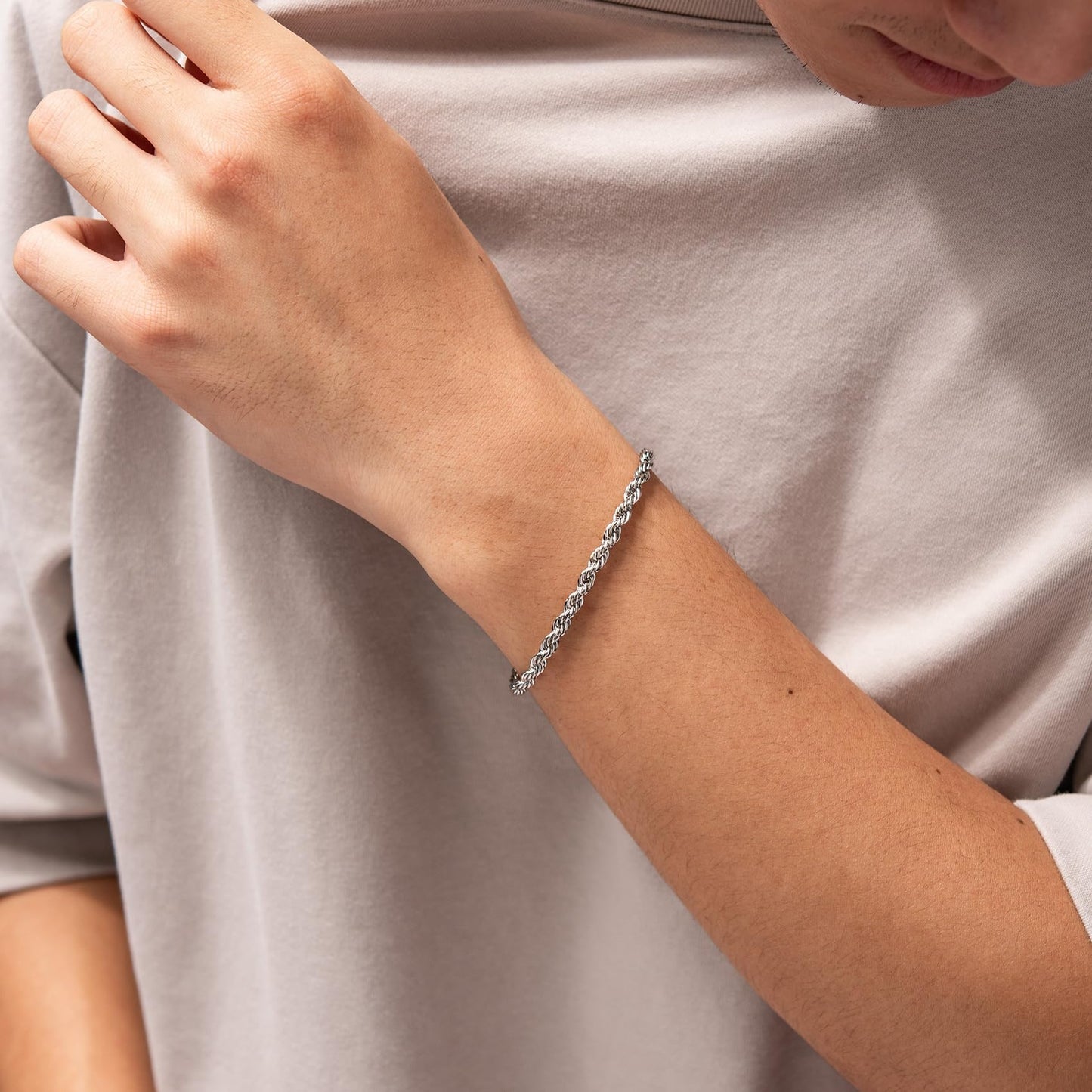 RANKEEF 2 Pcs Chain Bracelet for Men - 925 Sterling Silver Bracelet for Men 7-9inch Figaro Rope Cuban Link Bracelet Set for Men Gifts to Men Dad Husband Boyfriend