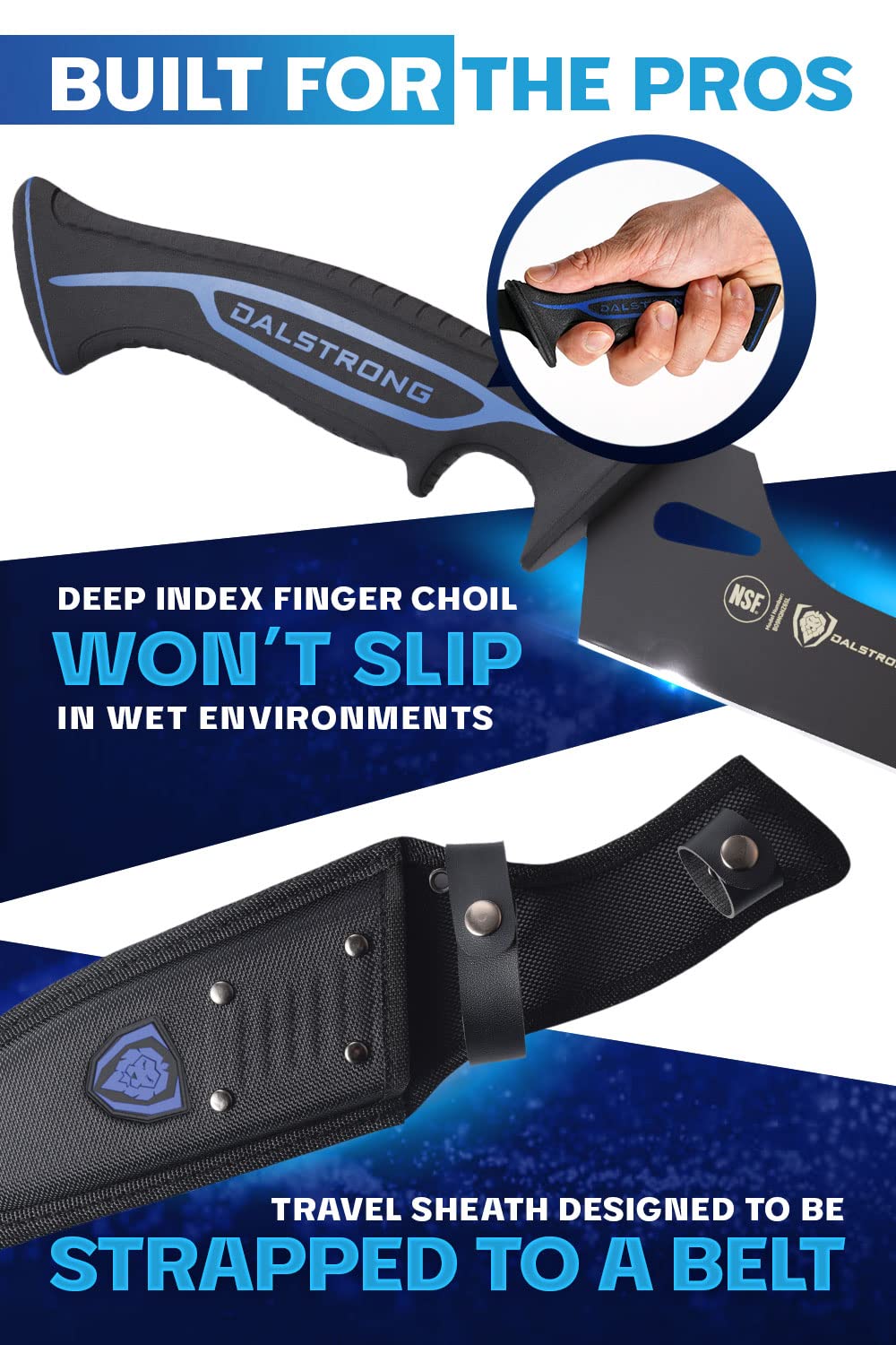 Dalstrong Slicing Knife - 12 inch - Night Shark Series - 7CR17MOV High Carbon Steel - Titanium Coated Blade - Outdoor & Fishing - Polypropylene Handle - Carving Knife - Nylon Sheath - NSF Certified