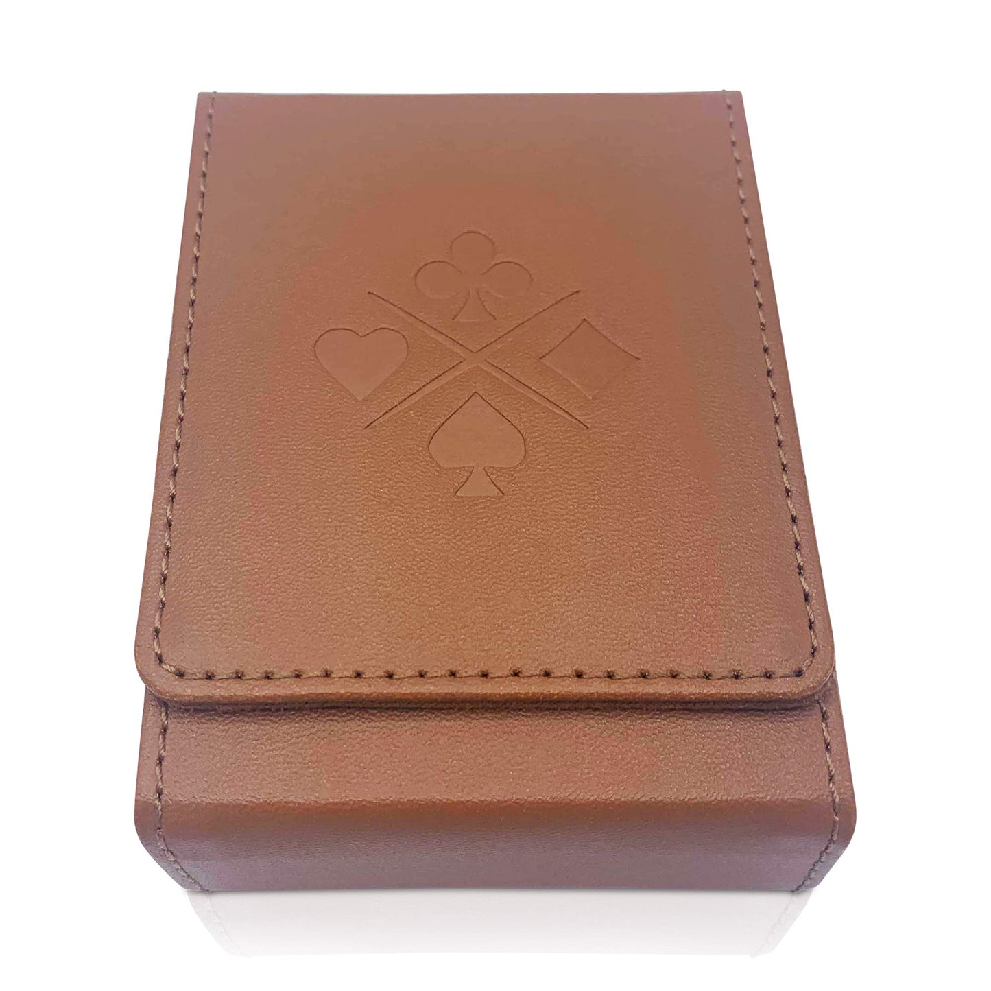 Luck Lab Single Deck Leather Playing Card Case/Holder - Fits Poker and Bridge size cards (Wine Red)