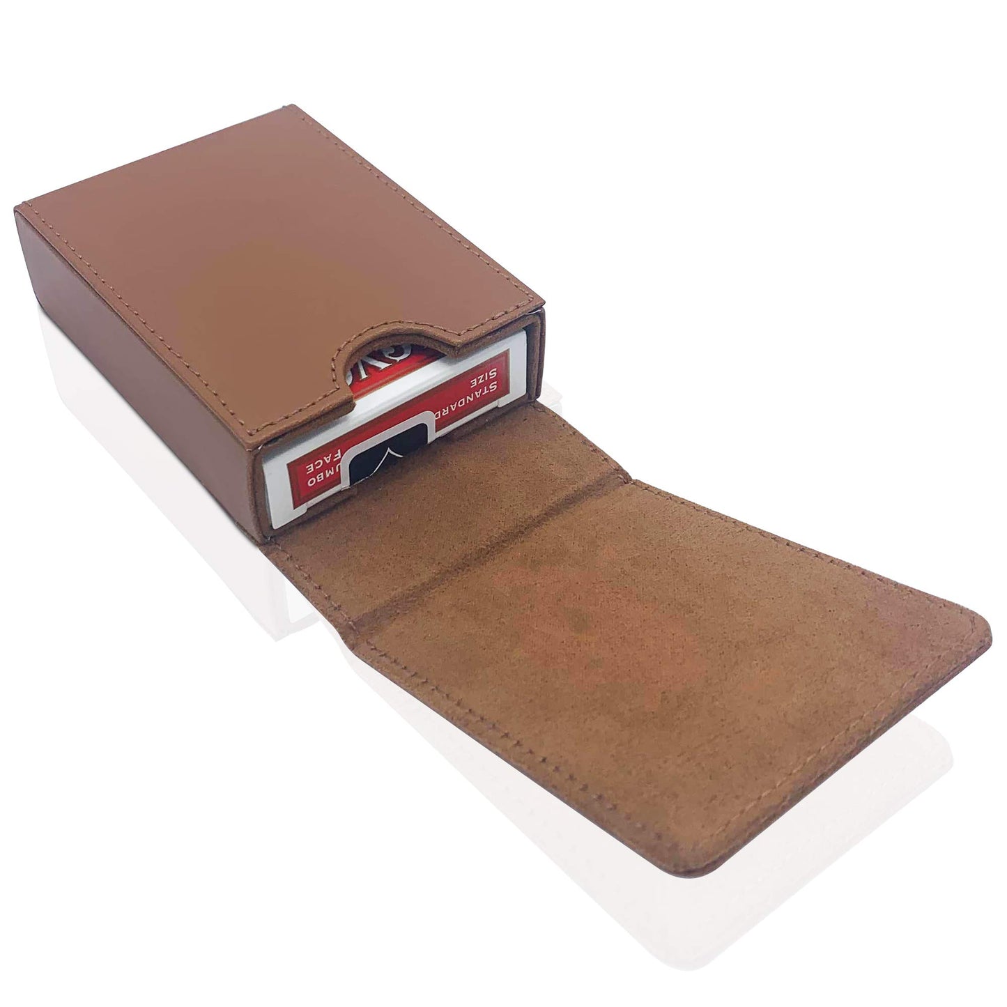 Luck Lab Single Deck Leather Playing Card Case/Holder - Fits Poker and Bridge size cards (Wine Red)