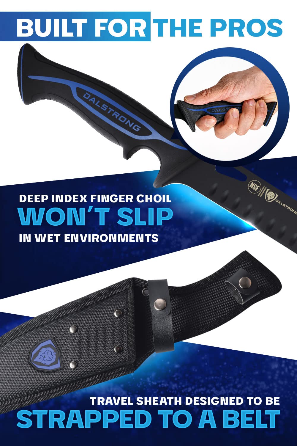 Dalstrong Slicing Knife - 12 inch - Night Shark Series - 7CR17MOV High Carbon Steel - Titanium Coated Blade - Outdoor & Fishing - Polypropylene Handle - Carving Knife - Nylon Sheath - NSF Certified