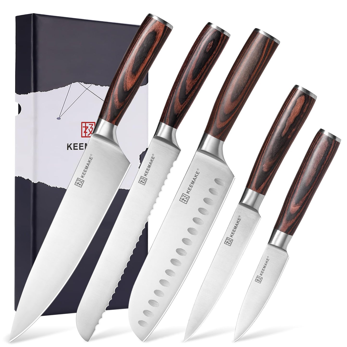 KEEMAKE Knife Set Kitchen Knives - 1.4116 High Carbon Stainless Steel Professional Chef Knife Set of 3 - Razor Sharp Japanese Cooking Knife