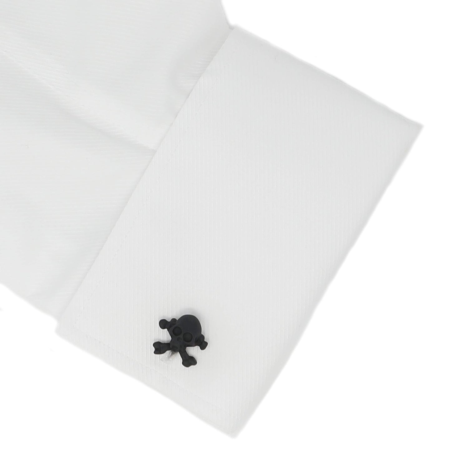 Skull Cufflinks Black Skull And Cross Bones Cuff Links In Box (A)
