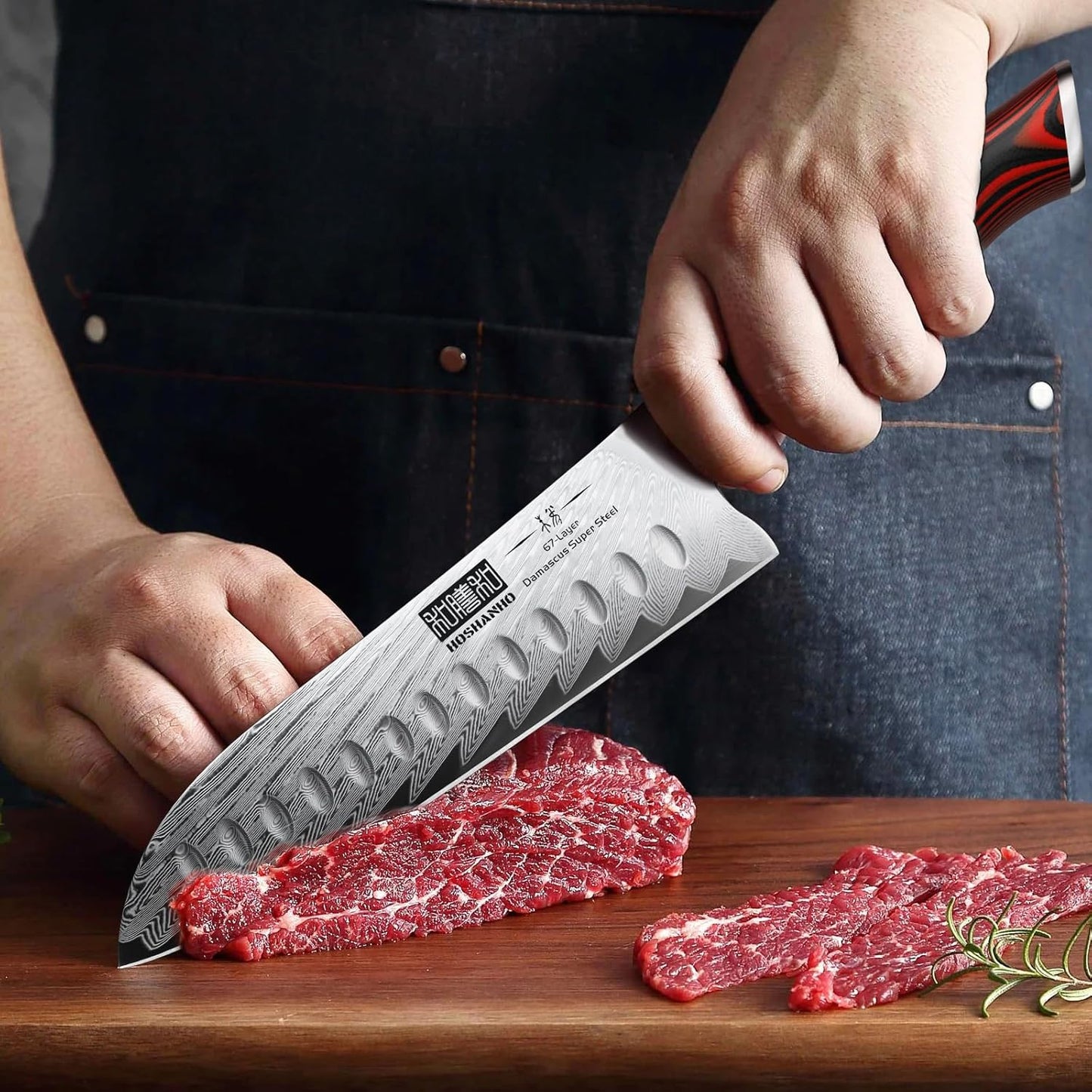 Damascu 8-inch Chef Knife + Damascus 7-inch Santoku Knife + Damasucs 7-inch Fillet Knife