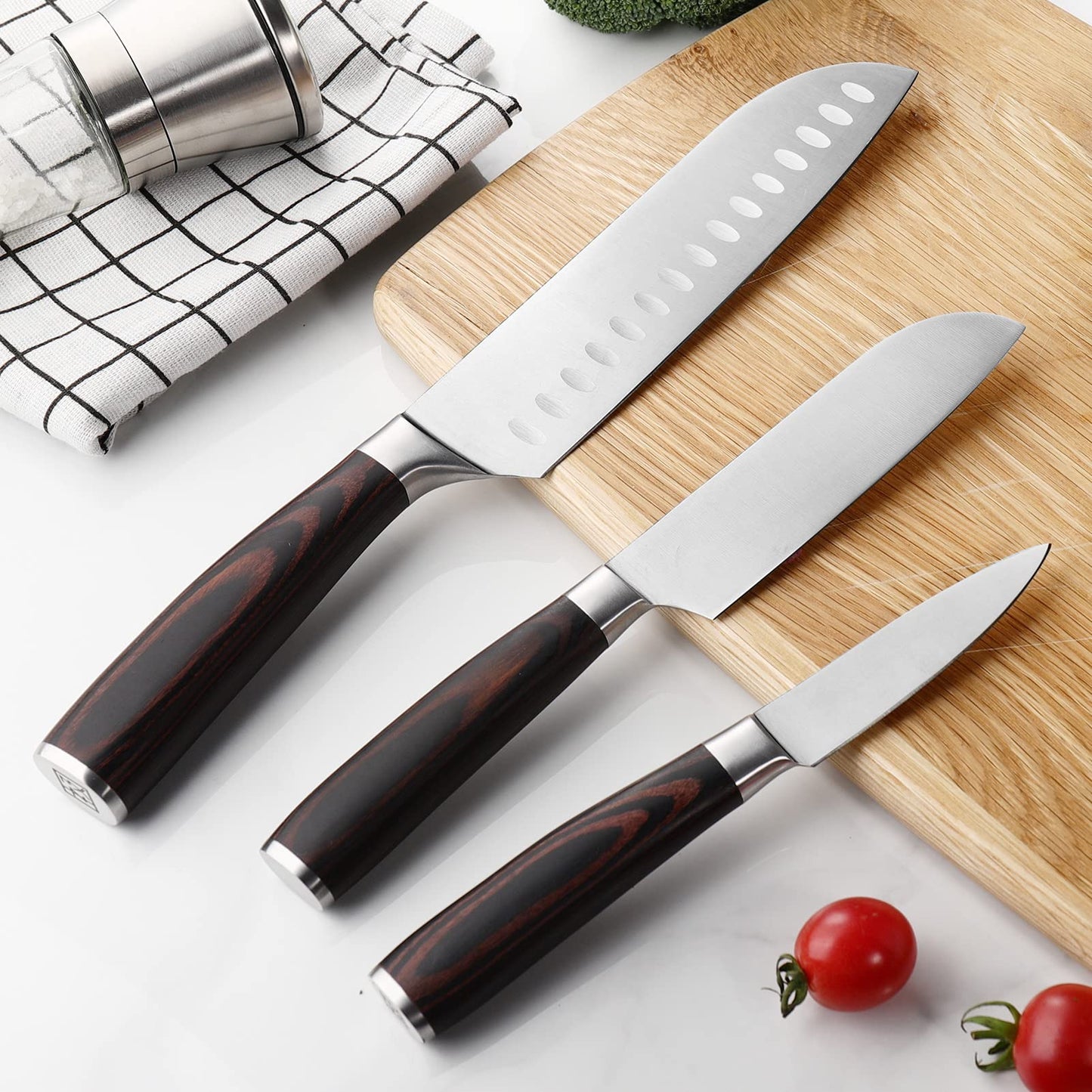 KEEMAKE Knife Set Kitchen Knives - 1.4116 High Carbon Stainless Steel Professional Chef Knife Set of 3 - Razor Sharp Japanese Cooking Knife