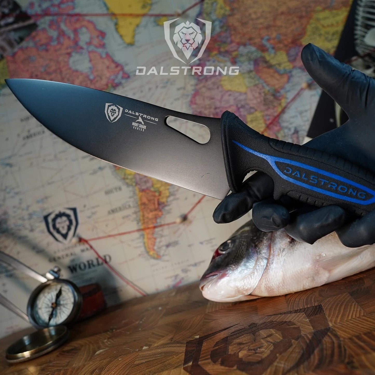 Dalstrong Slicing Knife - 12 inch - Night Shark Series - 7CR17MOV High Carbon Steel - Titanium Coated Blade - Outdoor & Fishing - Polypropylene Handle - Carving Knife - Nylon Sheath - NSF Certified