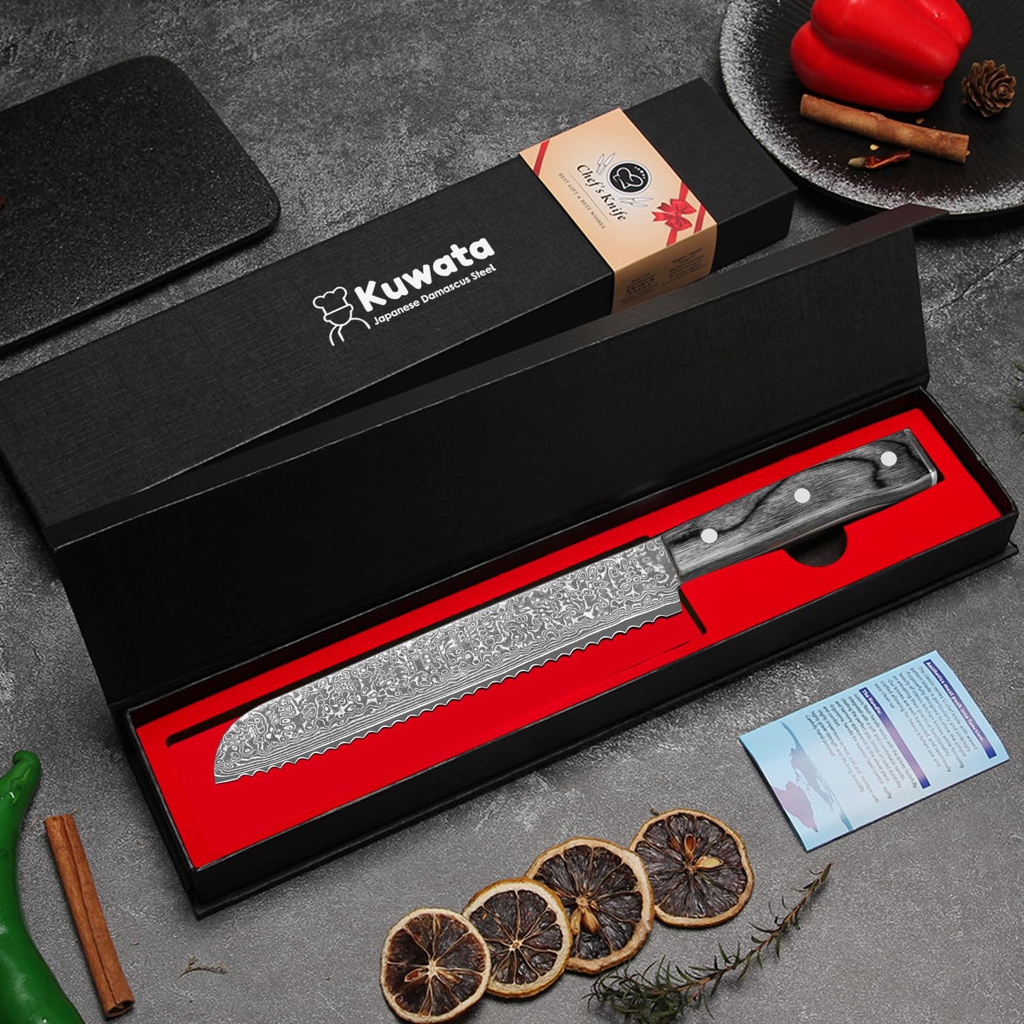 Bread Knife, 10inch Multifunction Serrated Knife, VG10 Damascus Steel Bread Cutting Knife for Homemade Bread, Razor Sharp Edge for Efficient Slicing Sourdough Bread, Bagels, Cake