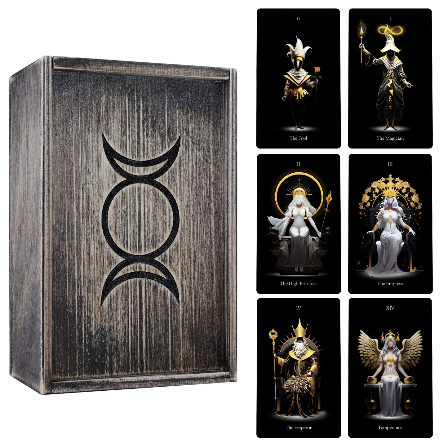 CRAFTERIAN Set of Lost Soul Tarot Cards with Dark Wooden Box, 78 Tarot Deck, Original Tarot Cards for Beginners and Experts with Guide Book.