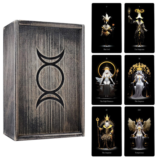 CRAFTERIAN Set of Lost Soul Tarot Cards with Dark Wooden Box, 78 Tarot Deck, Original Tarot Cards for Beginners and Experts with Guide Book.