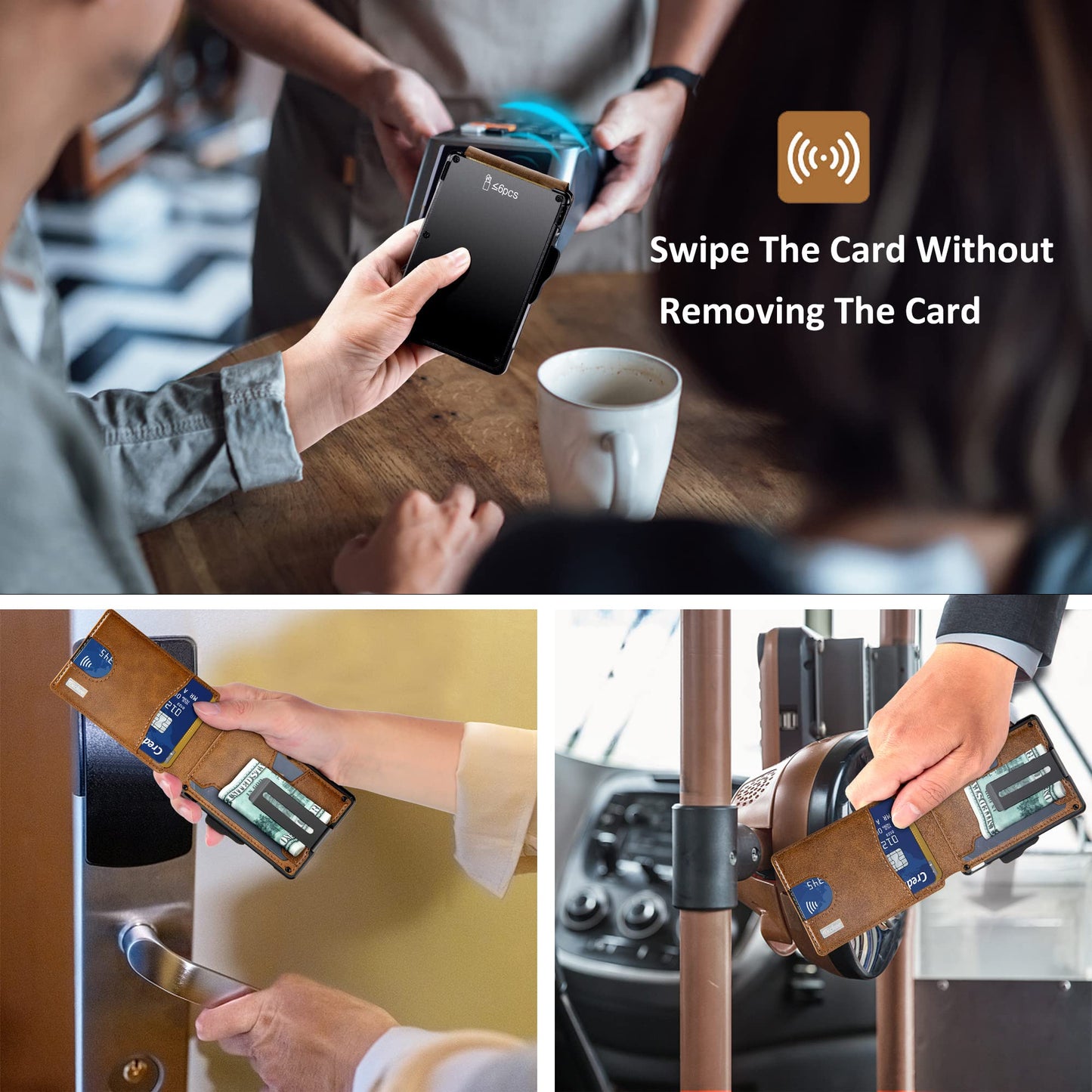 umoven Wallet for Men - with Money Clip Slim Leather Slots Credit Card Holder RFID Blocking Bifold Minimalist Wallet