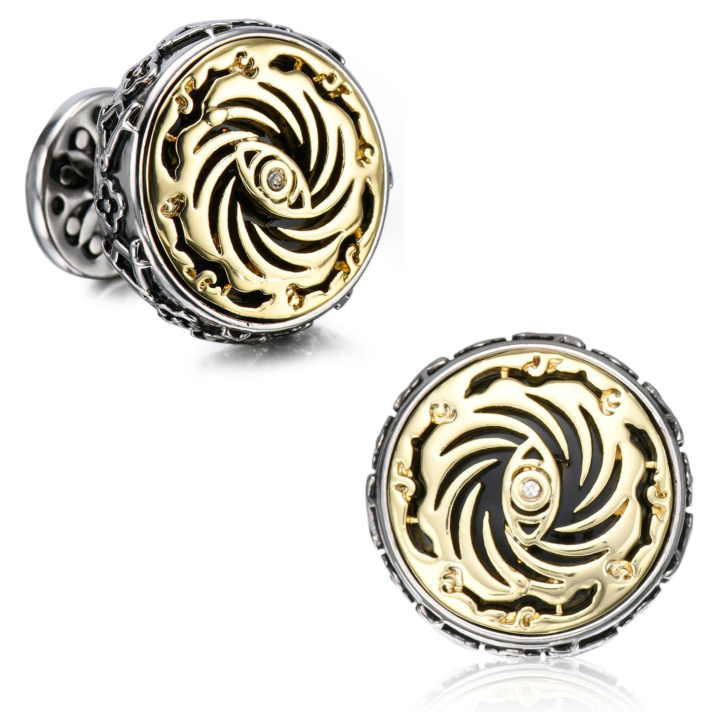 Cuff Links Mens, Cufflinks for Men, Men's Cuff Links for Wedding, Business, Father's Day, Gift for Men, 18K Gold Plated with Luxury Wooden Gift Box