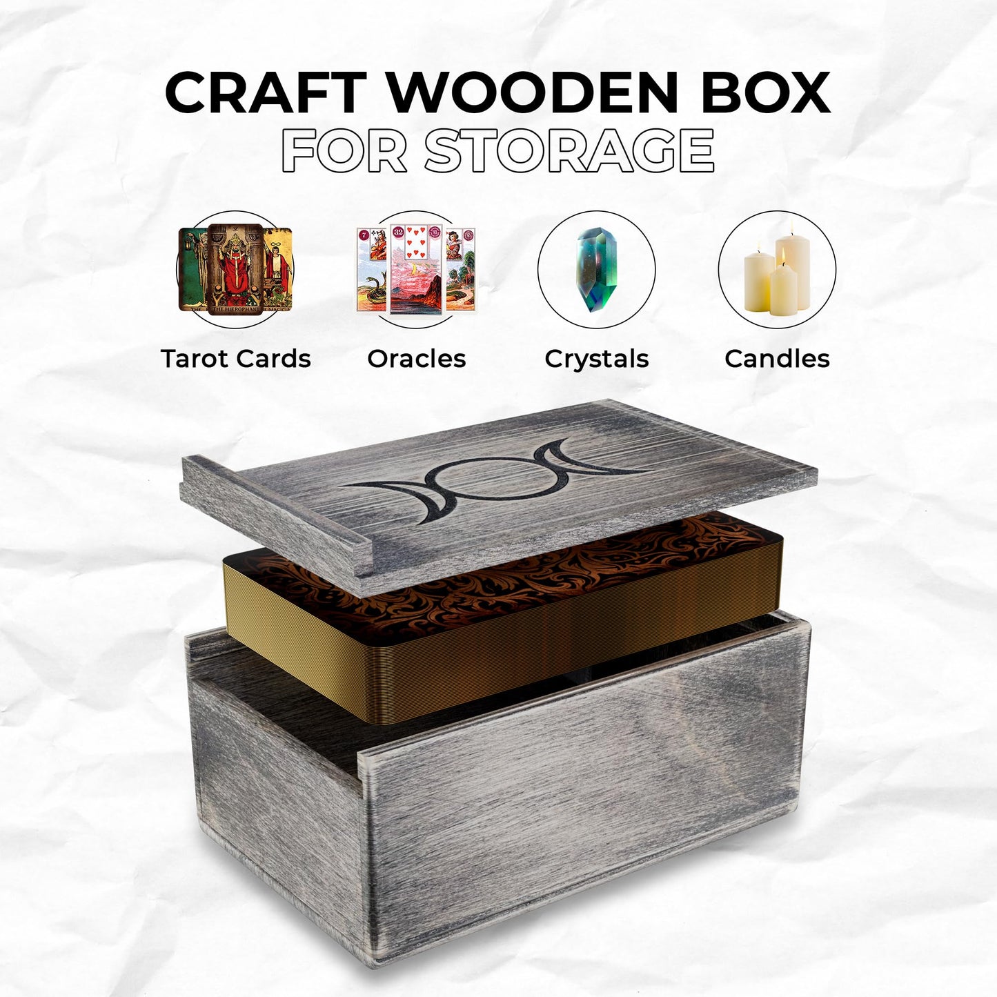 CRAFTERIAN Set of Lost Soul Tarot Cards with Dark Wooden Box, 78 Tarot Deck, Original Tarot Cards for Beginners and Experts with Guide Book.