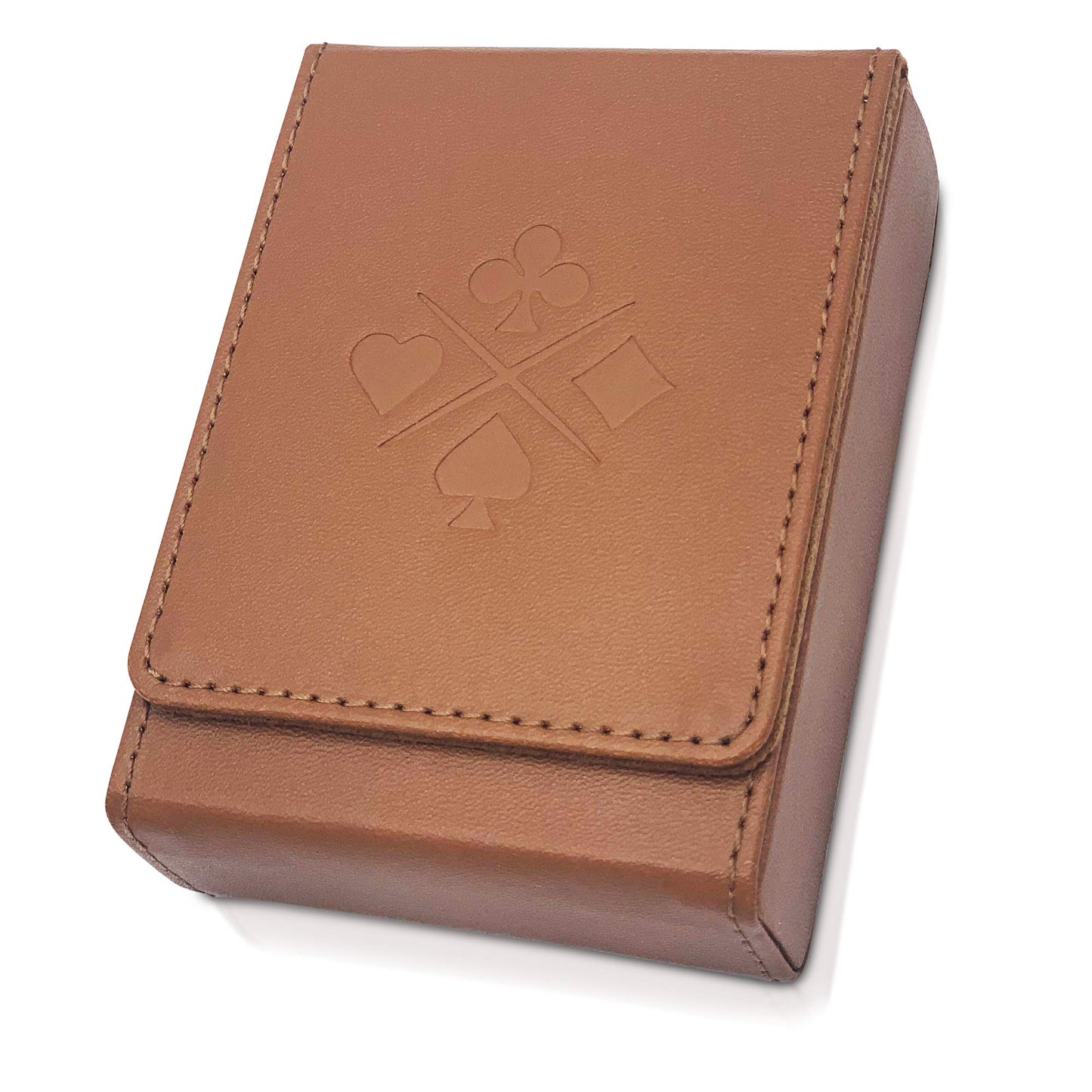 Luck Lab Single Deck Leather Playing Card Case/Holder - Fits Poker and Bridge size cards (Wine Red)