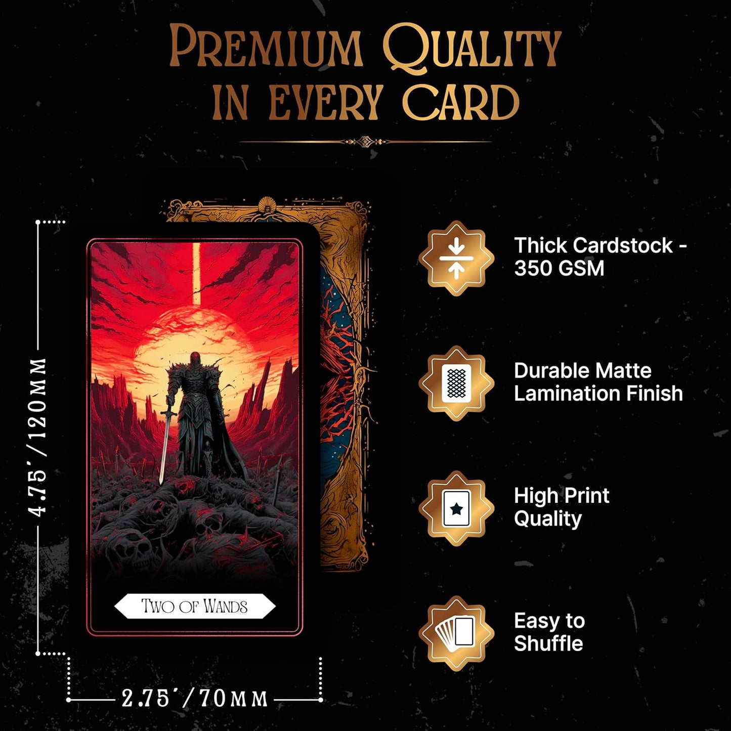 Earth Moon Magick - Tarot of The Shadow Realm - 78 + 2 Extra Cards, Guidebook with Keywords, Tarot Oracle Cards Set, Ideal for Shadow Work, Perfect for Beginners & Advanced Readers
