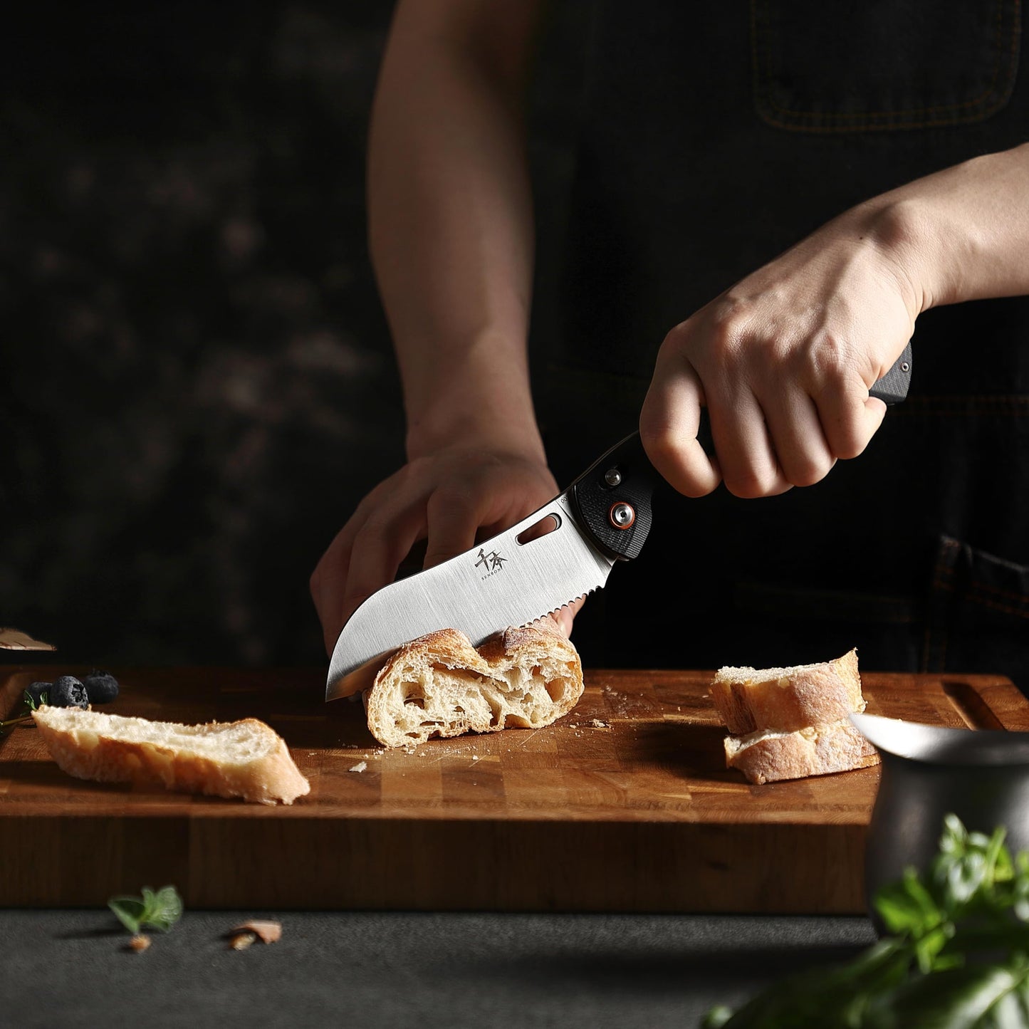SENBON 440 Stainless Steel Lightweight Ultra Sharp Pocket Folding Chef Knife Peeling Utility Knife Fruit Knife g10 Handle with Back Clip